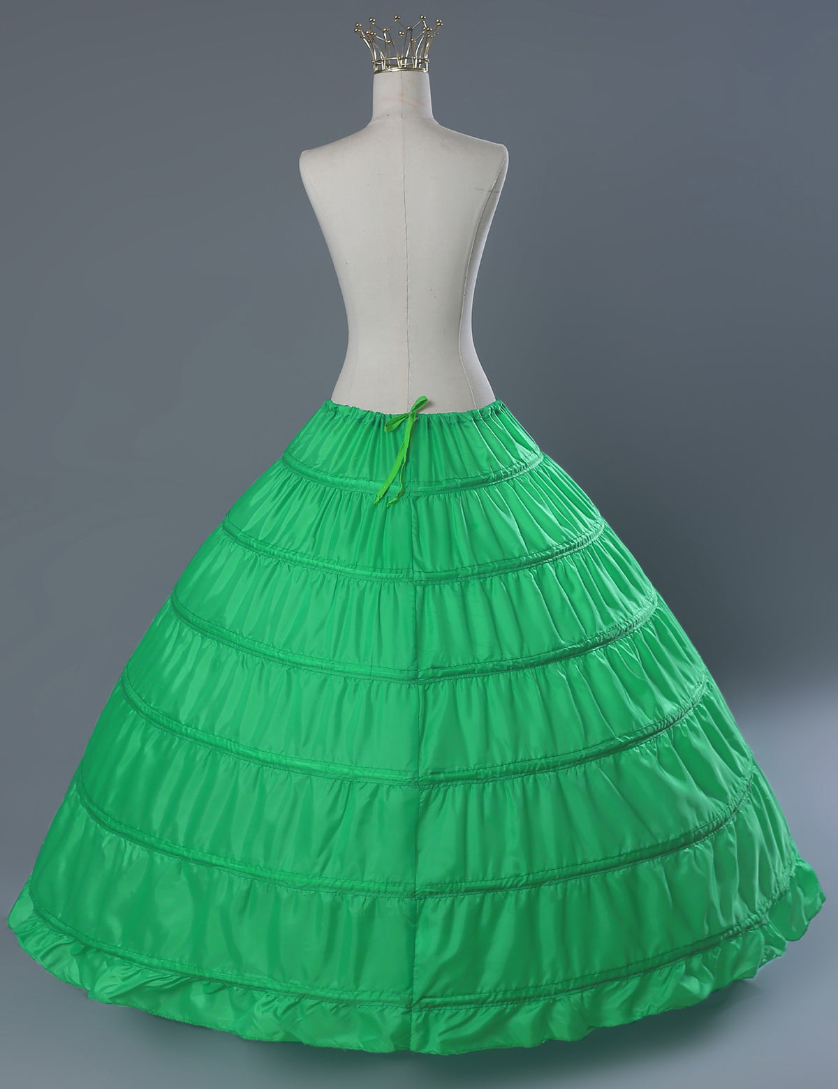 6-hoop A-line crinoline petticoat showing full dome shape for wedding dresses