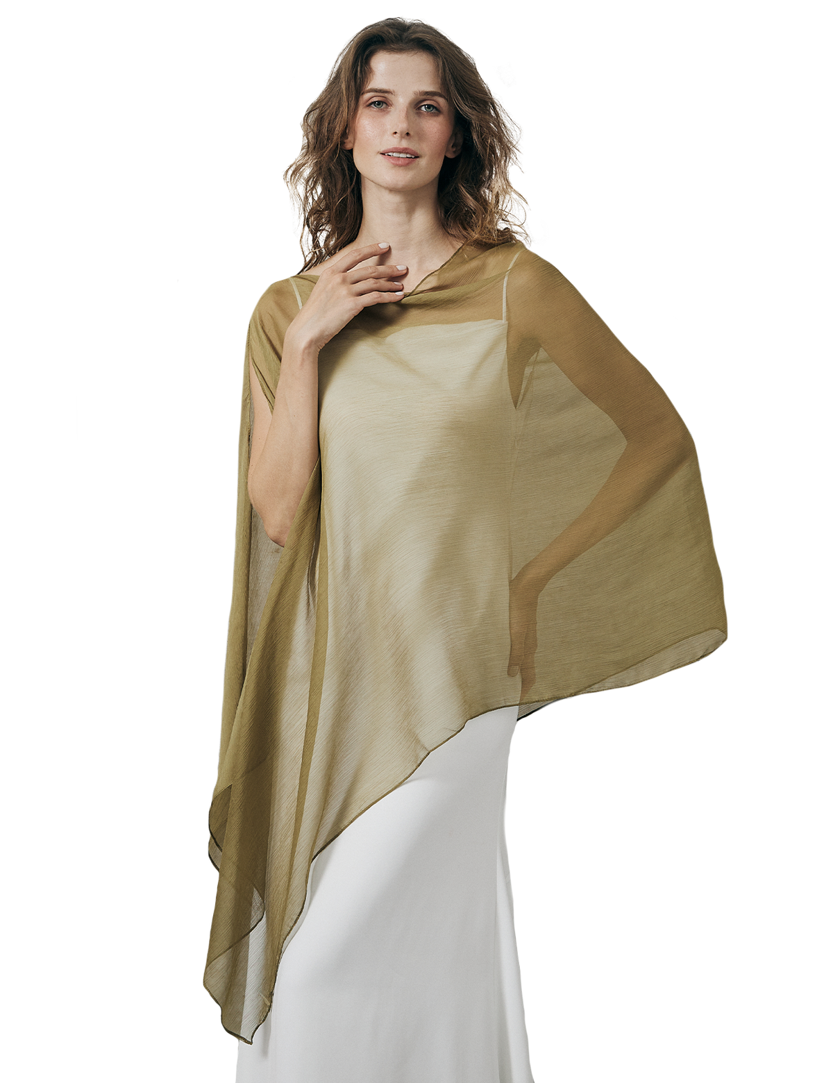 Lightweight sheer bridesmaid shawl in elegant draping style for wedding ceremonies