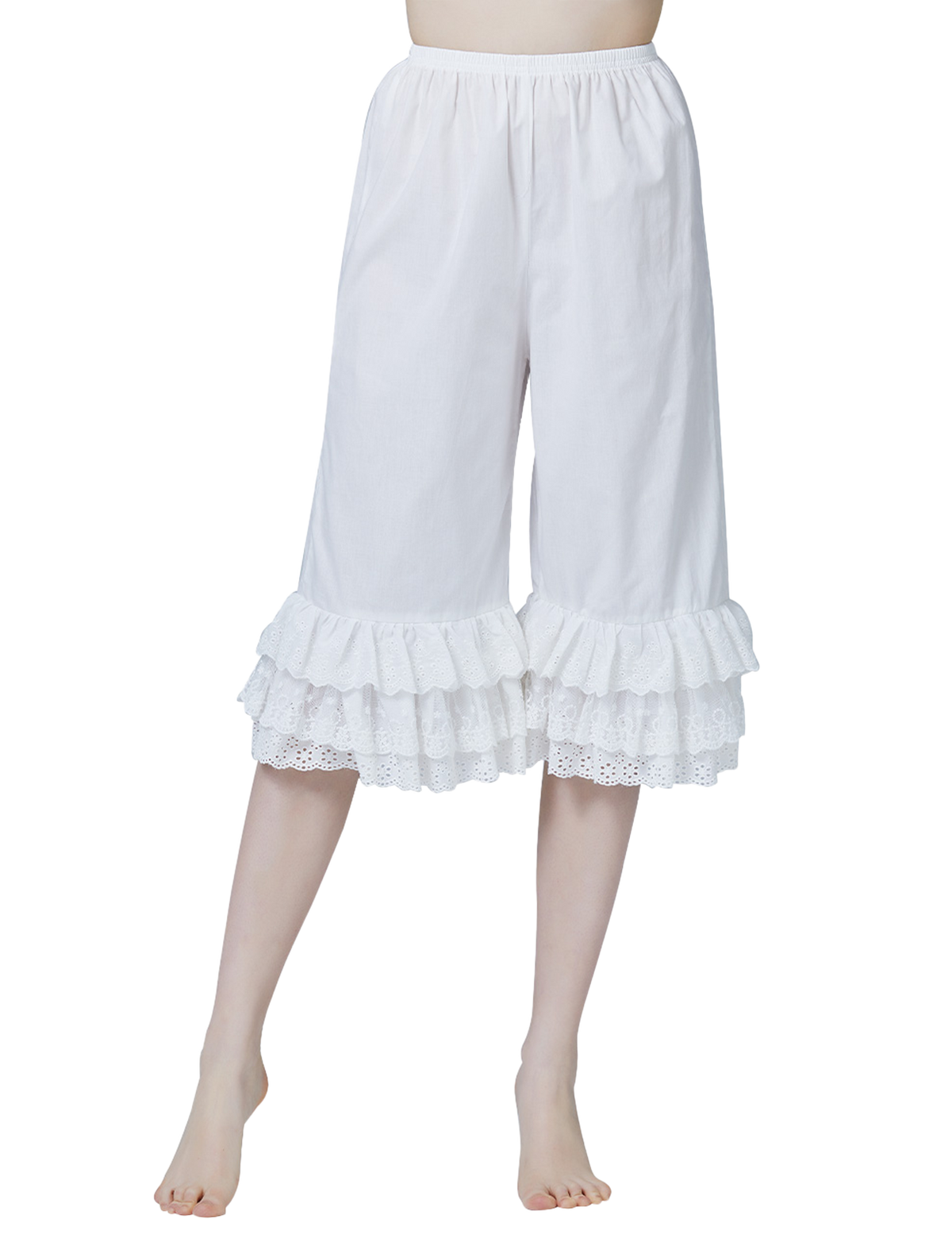 Vintage Cotton Lace Trim Pettipants - Front View Detail