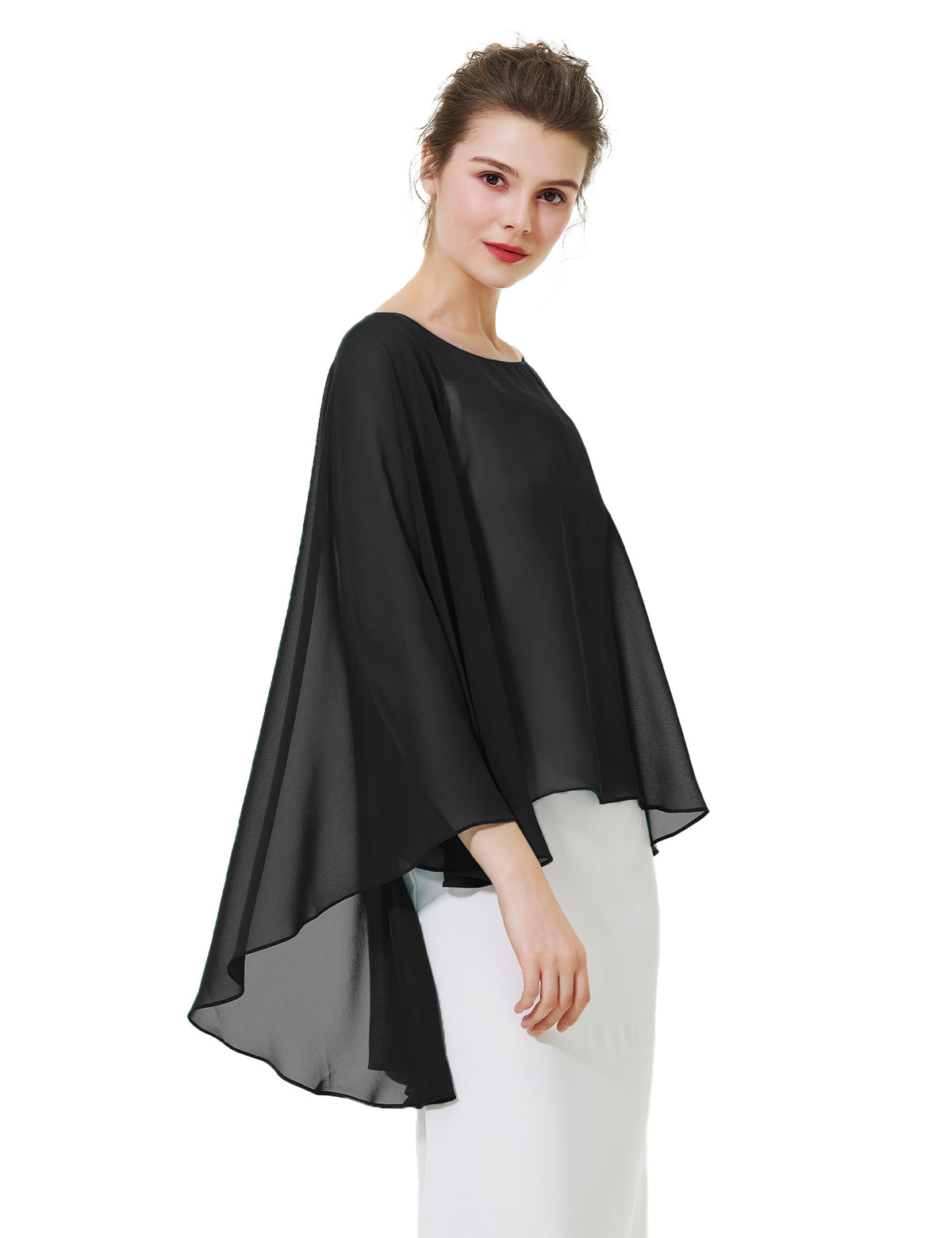 elegant chiffon capelet for women, perfect for weddings and evening events