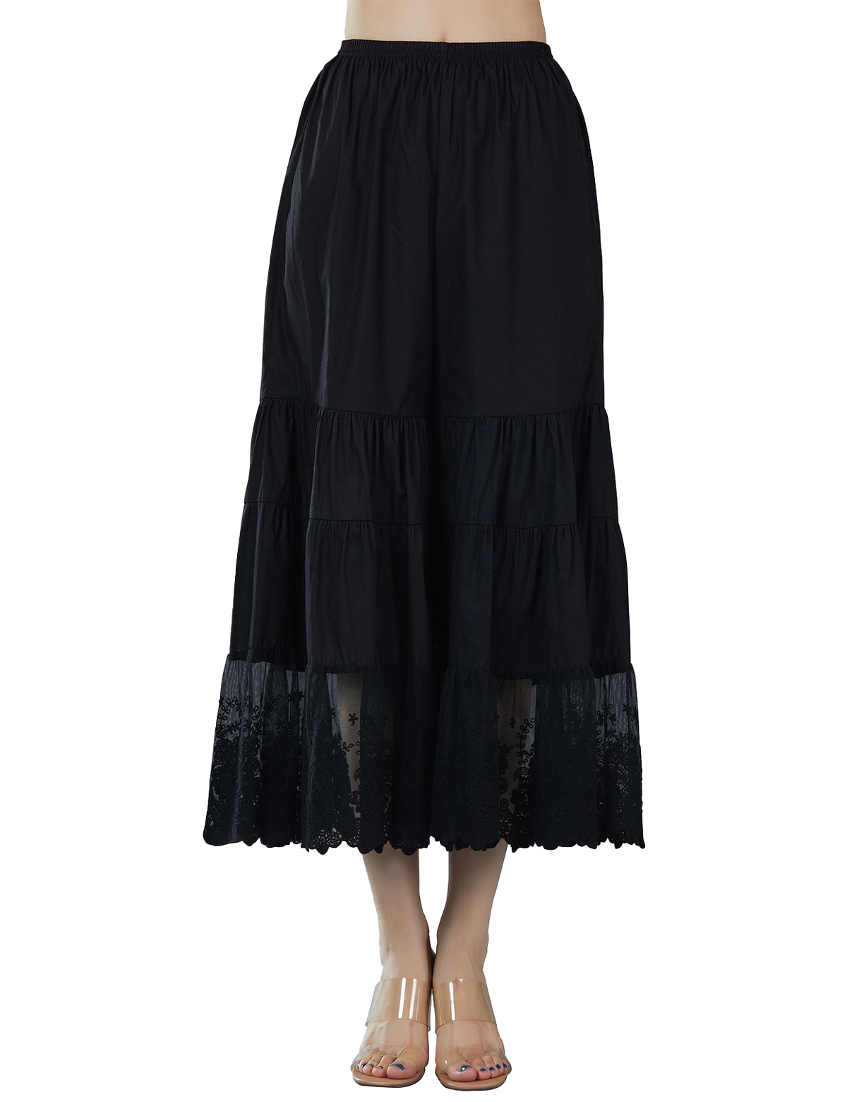 Women's vintage cotton batiste pettipants with wide legs and elegant lace trim