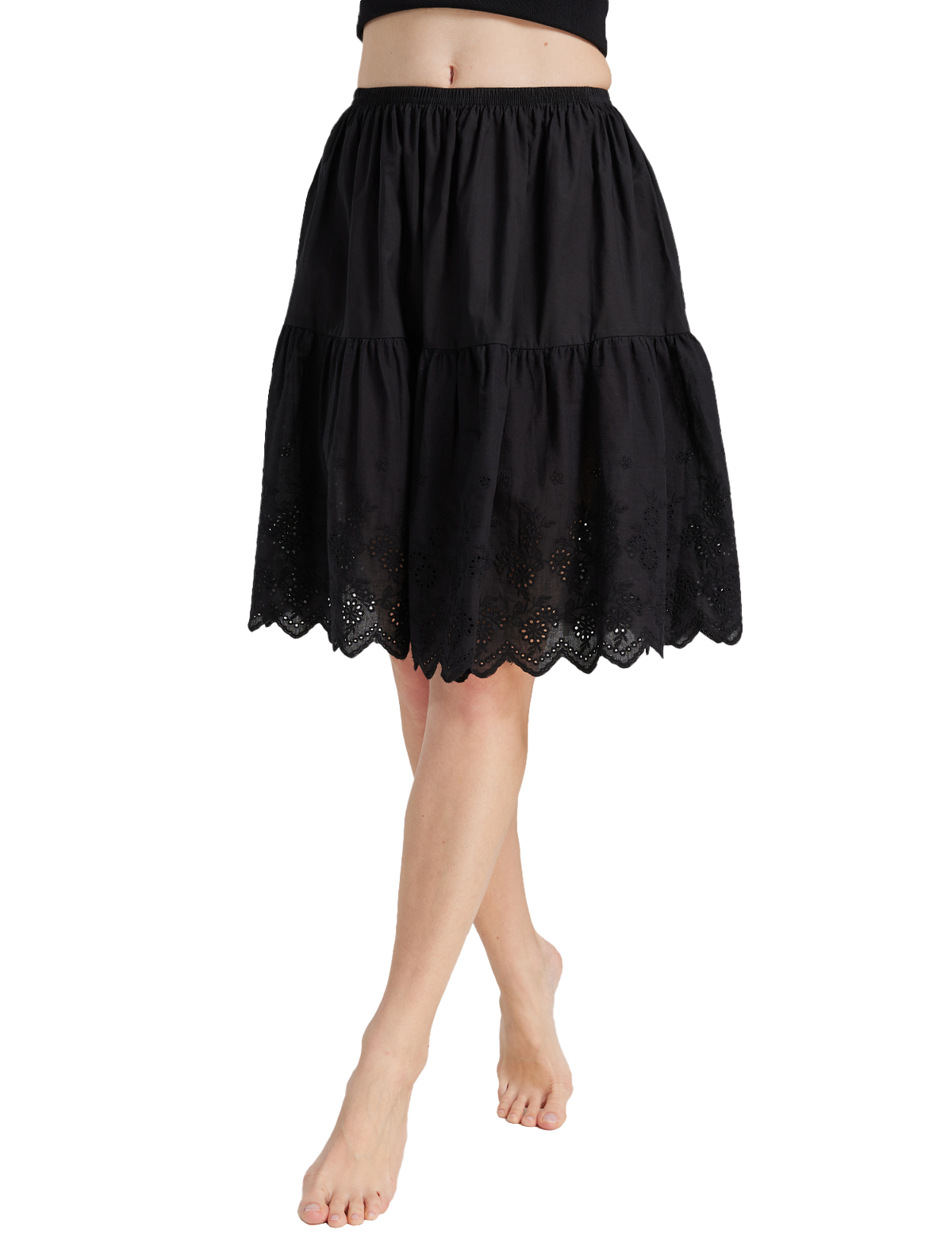 Vintage Lace Trim Cotton black Underskirt