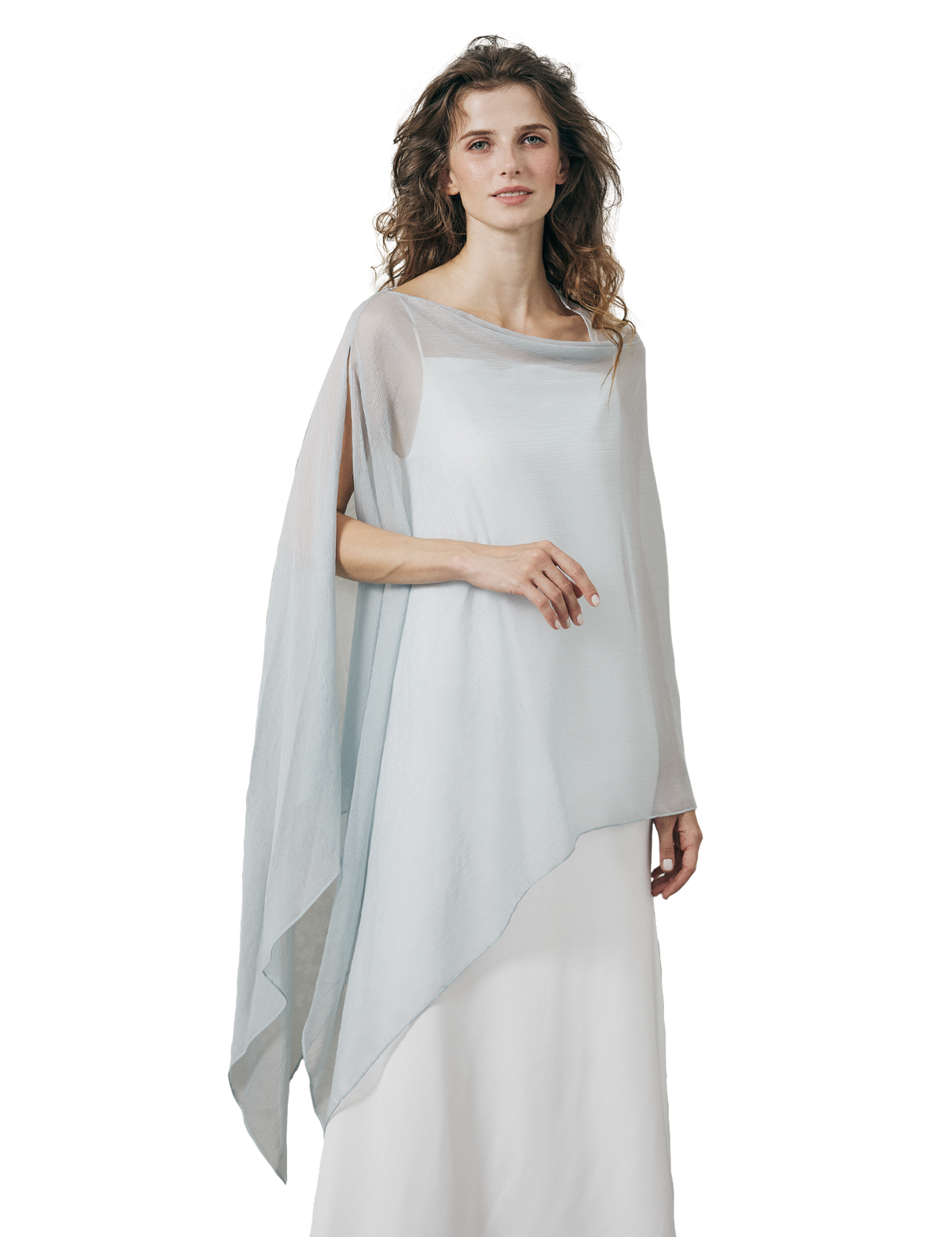 Lightweight sheer bridesmaid shawl in elegant draping style for wedding ceremonies