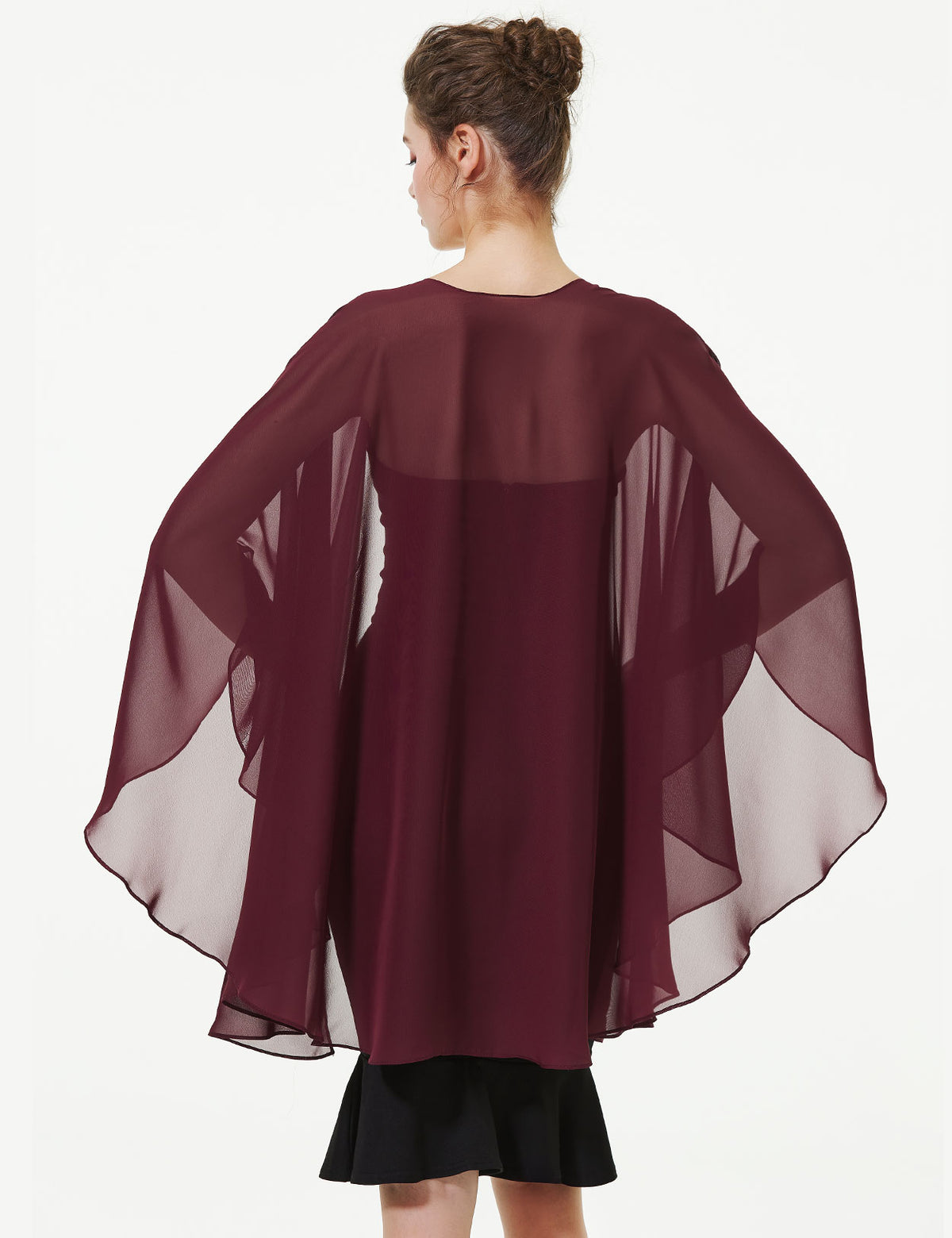 Elegant chiffon wedding shawl displayed on model, perfect bridal evening scarf wrap for weddings