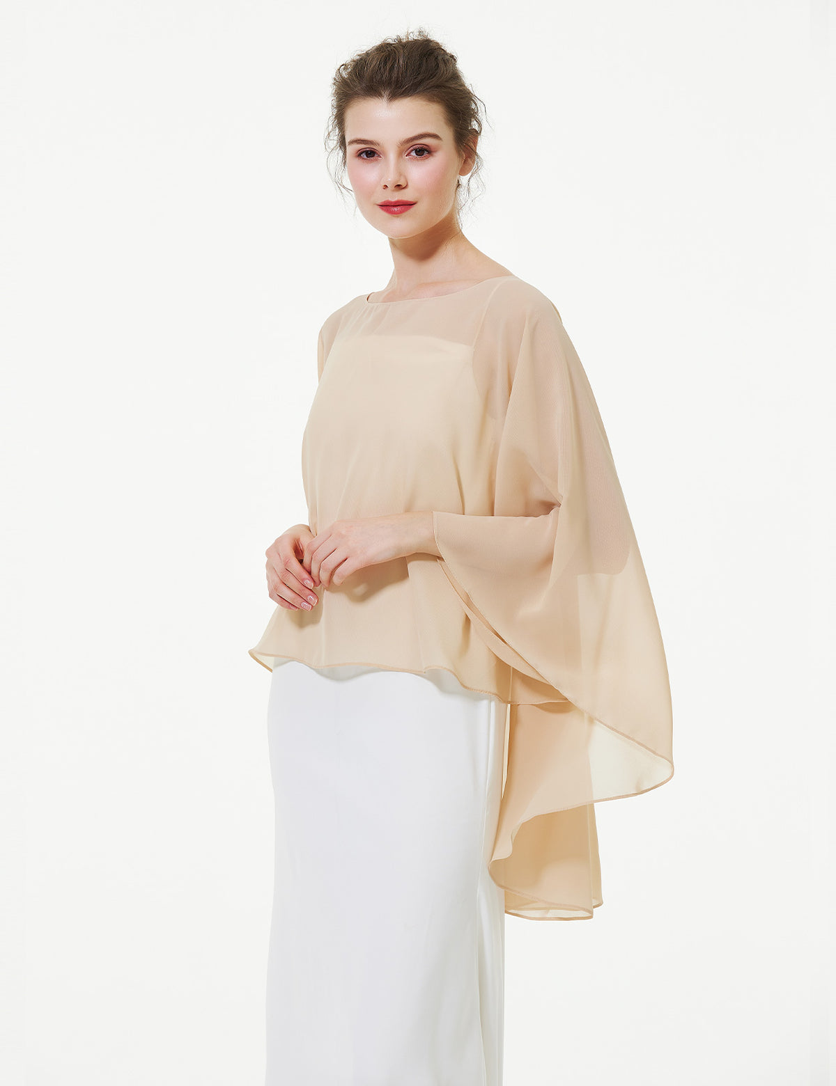 elegant chiffon capelet for women, perfect for weddings and evening events