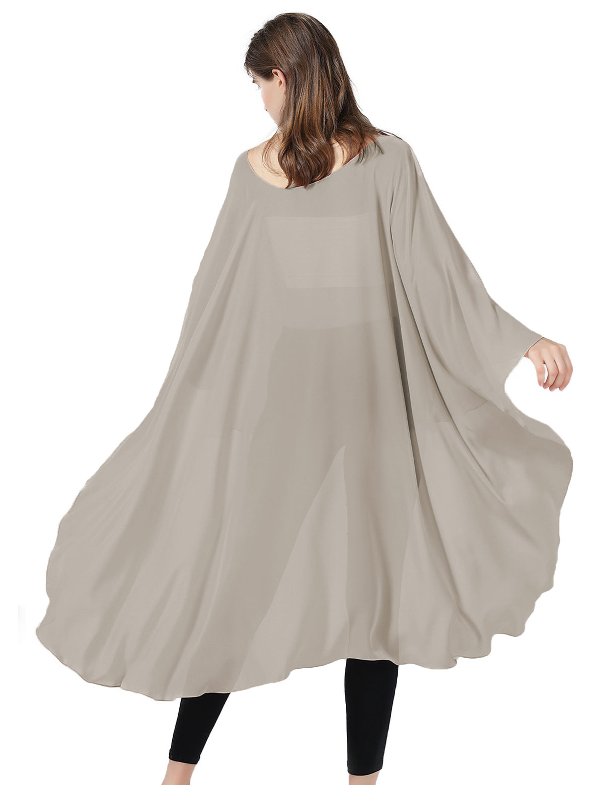 chiffon high-low bridal cape shawl showing elegant draping and flowing design