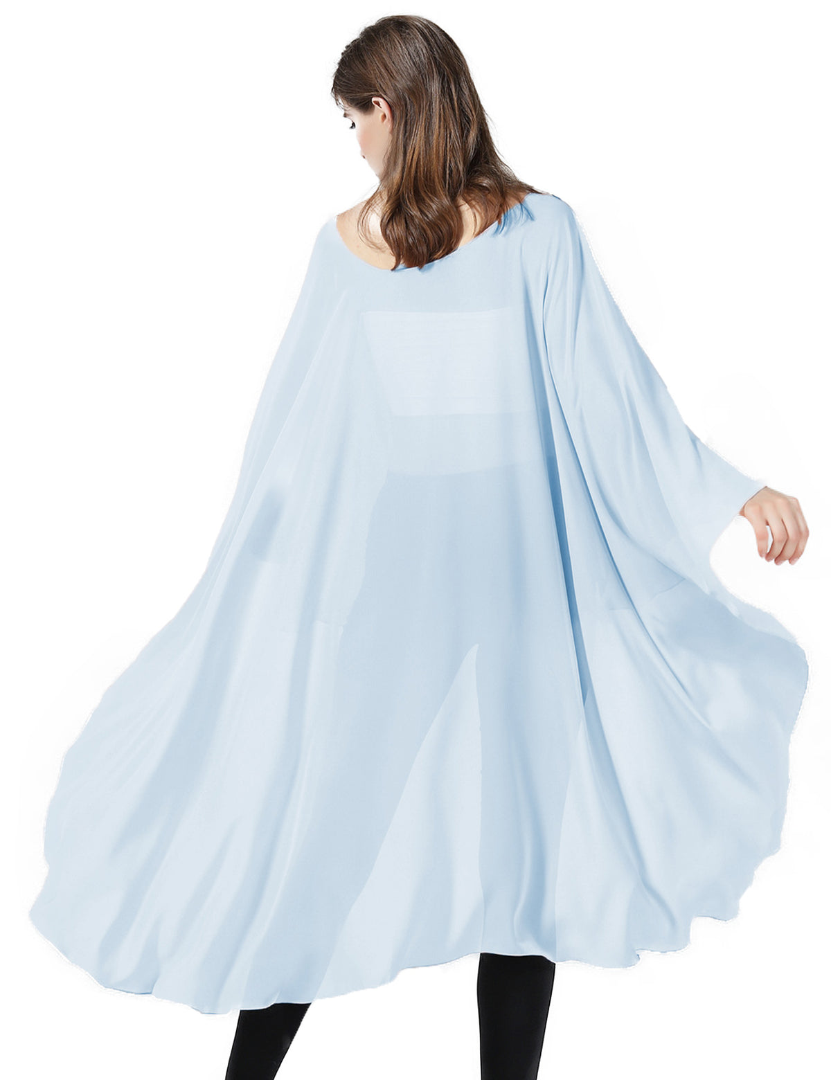 chiffon high-low bridal cape shawl showing elegant draping and flowing design