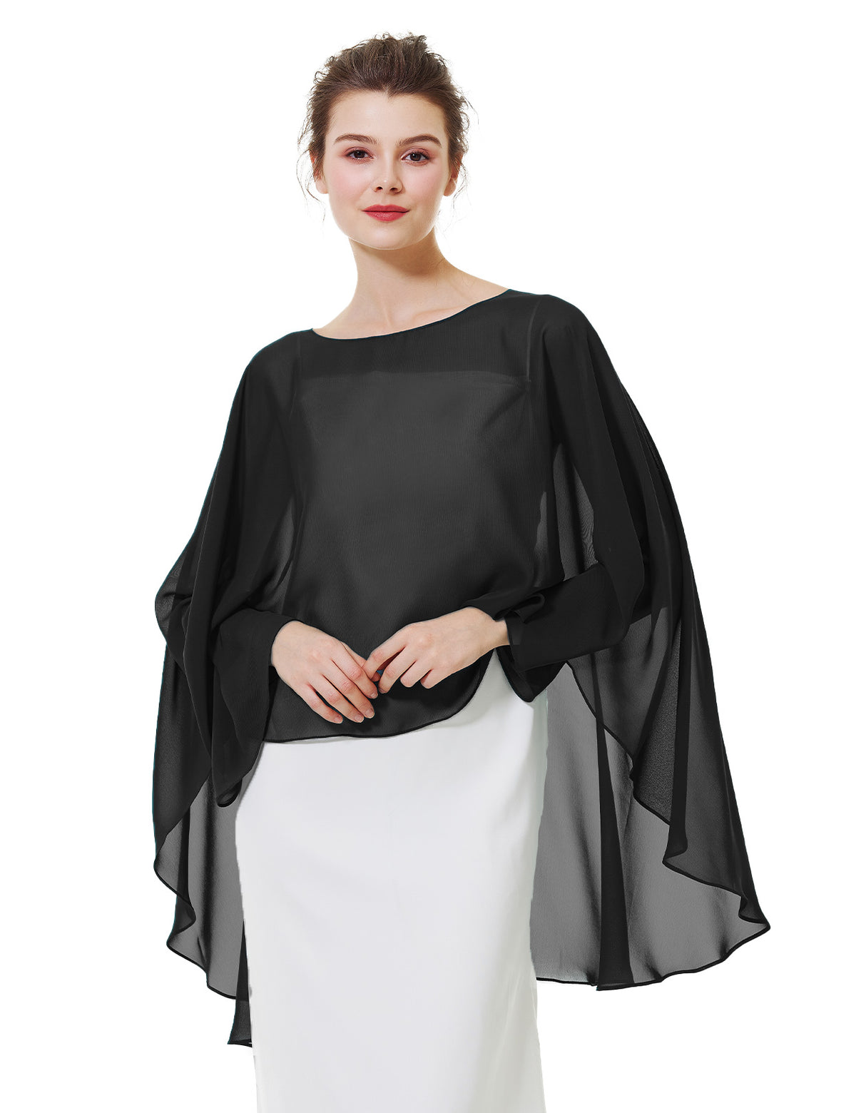 elegant chiffon capelet for women, perfect for weddings and evening events