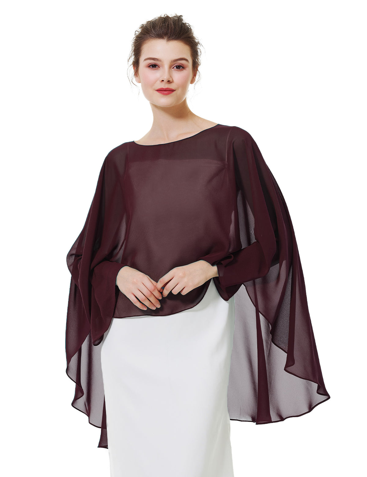 elegant chiffon capelet for women, perfect for weddings and evening events