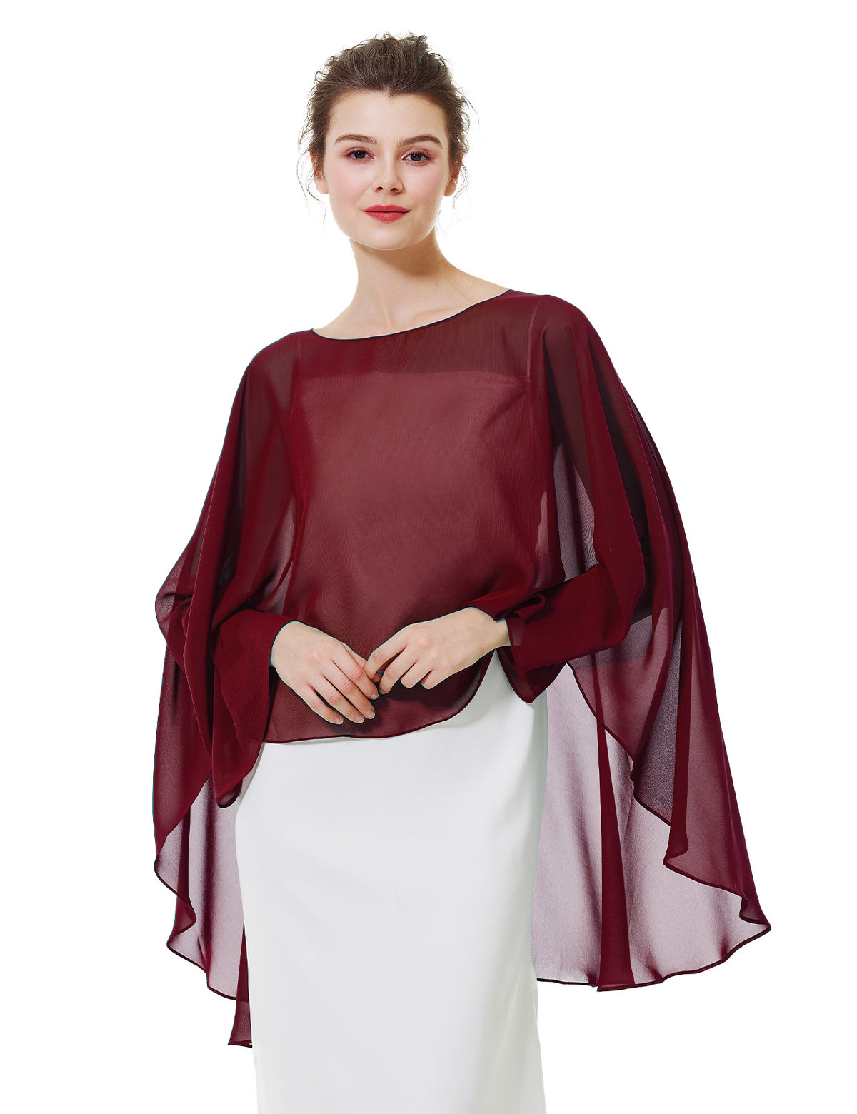 elegant chiffon capelet for women, perfect for weddings and evening events
