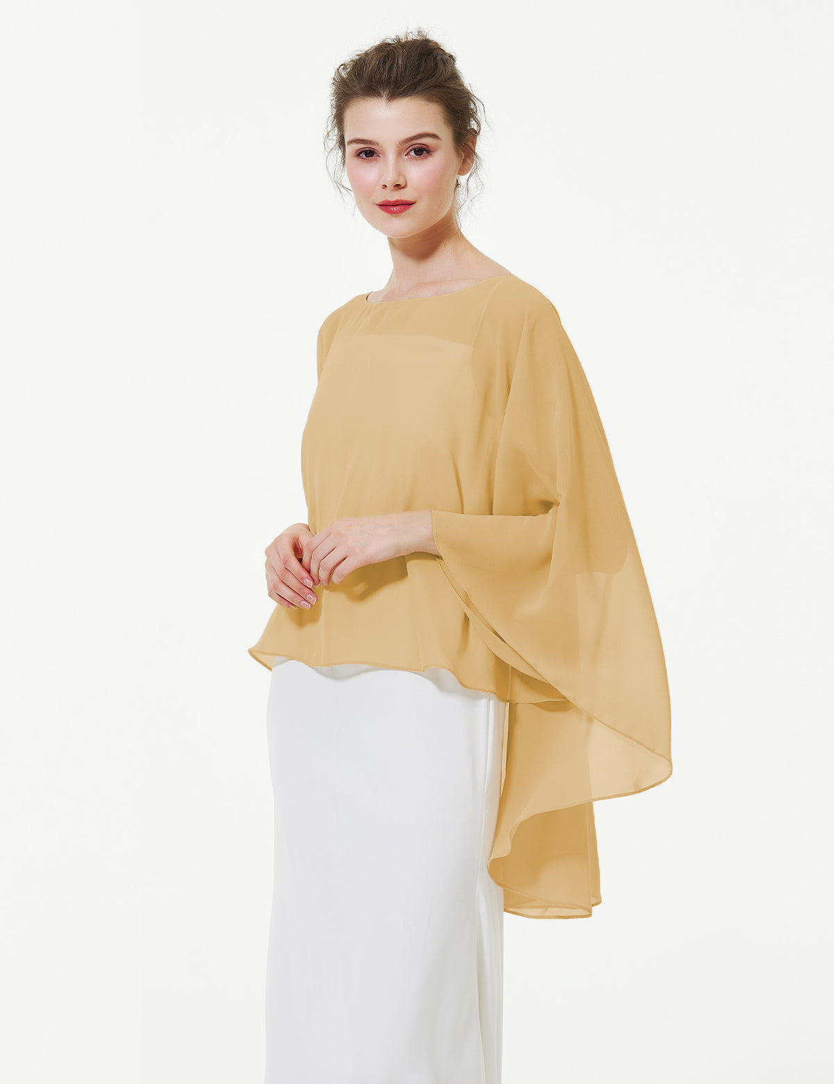 elegant chiffon capelet for women, perfect for weddings and evening events