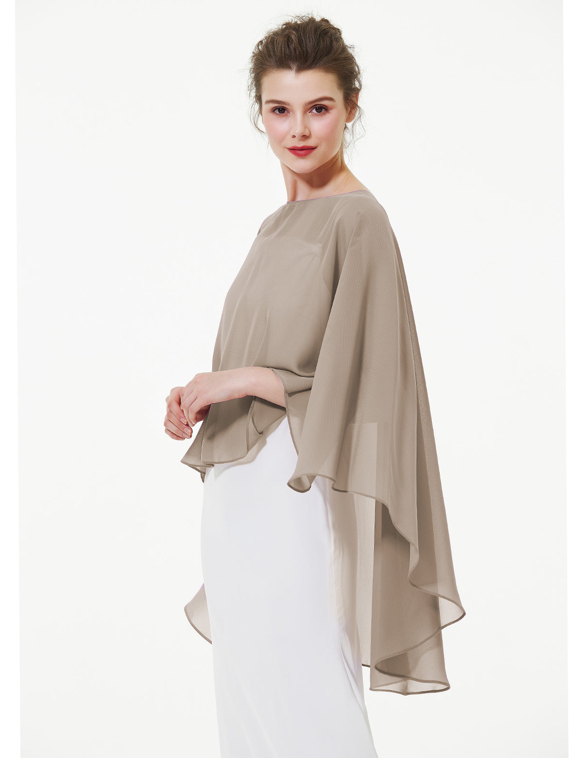 elegant chiffon capelet for women, perfect for weddings and evening events