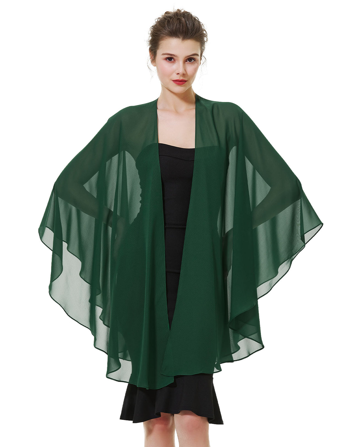 Elegant chiffon wedding shawl displayed on model, perfect bridal evening scarf wrap for weddings