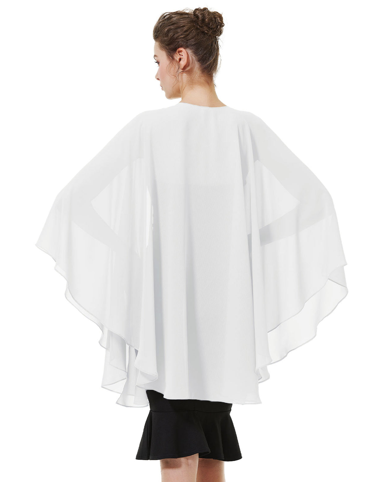 Elegant chiffon wedding shawl displayed on model, perfect bridal evening scarf wrap for weddings