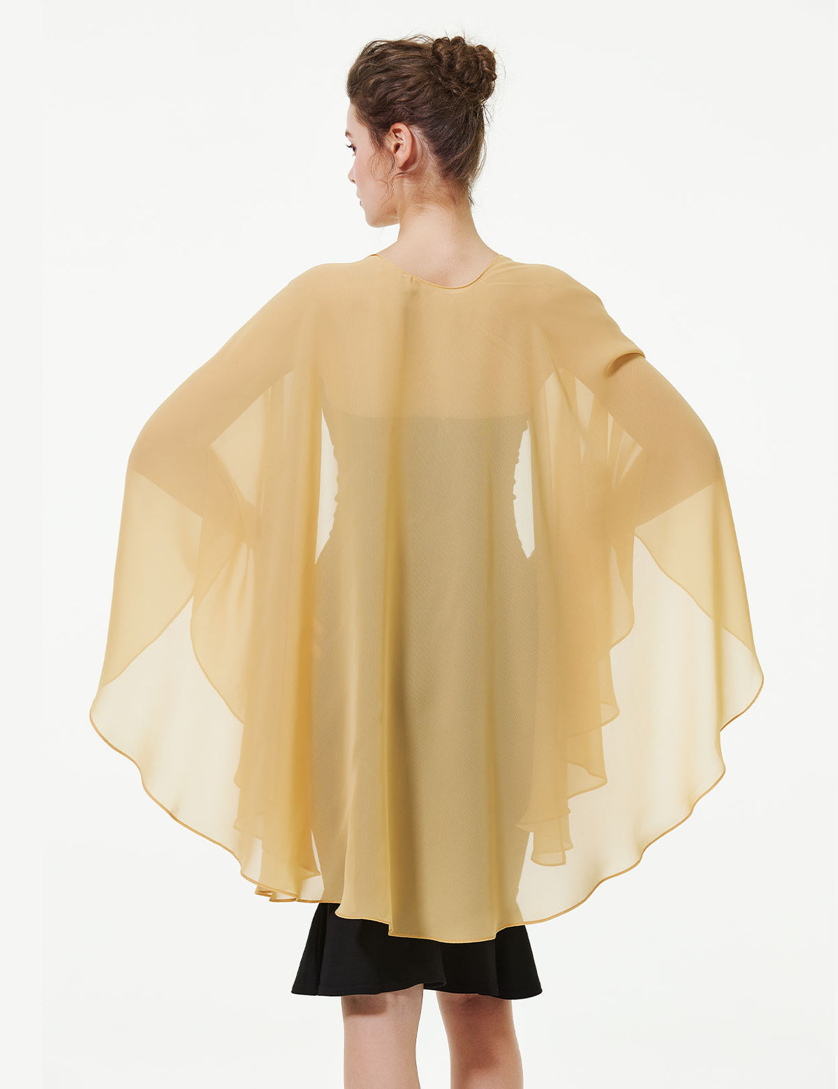 Elegant chiffon wedding shawl displayed on model, perfect bridal evening scarf wrap for weddings