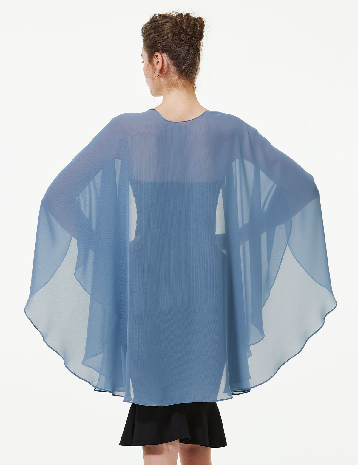 Elegant chiffon wedding shawl displayed on model, perfect bridal evening scarf wrap for weddings