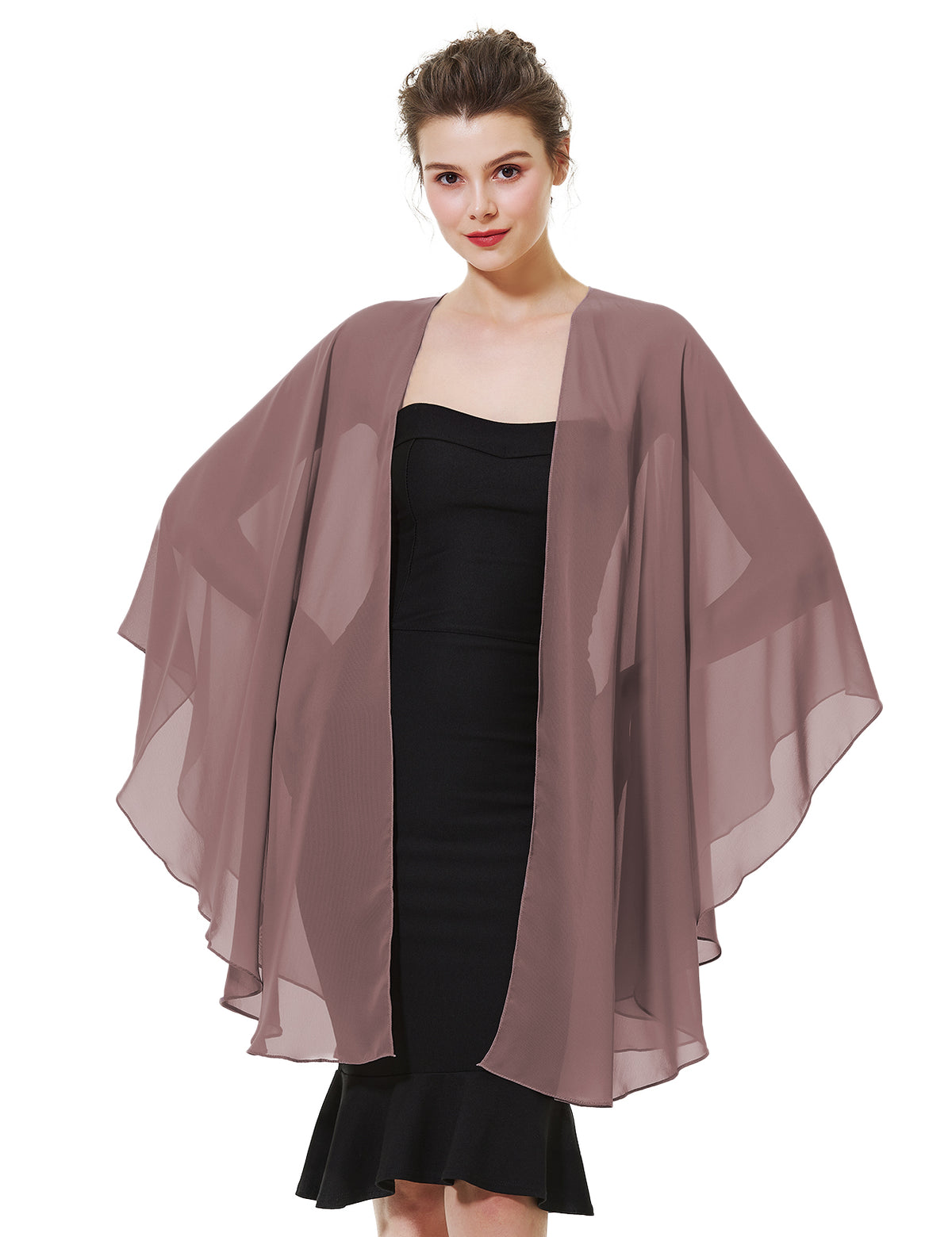 Elegant chiffon wedding shawl displayed on model, perfect bridal evening scarf wrap for weddings