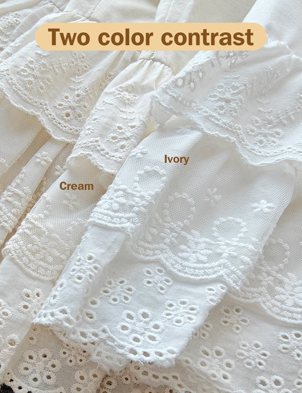 color comparasion of ivory and cream