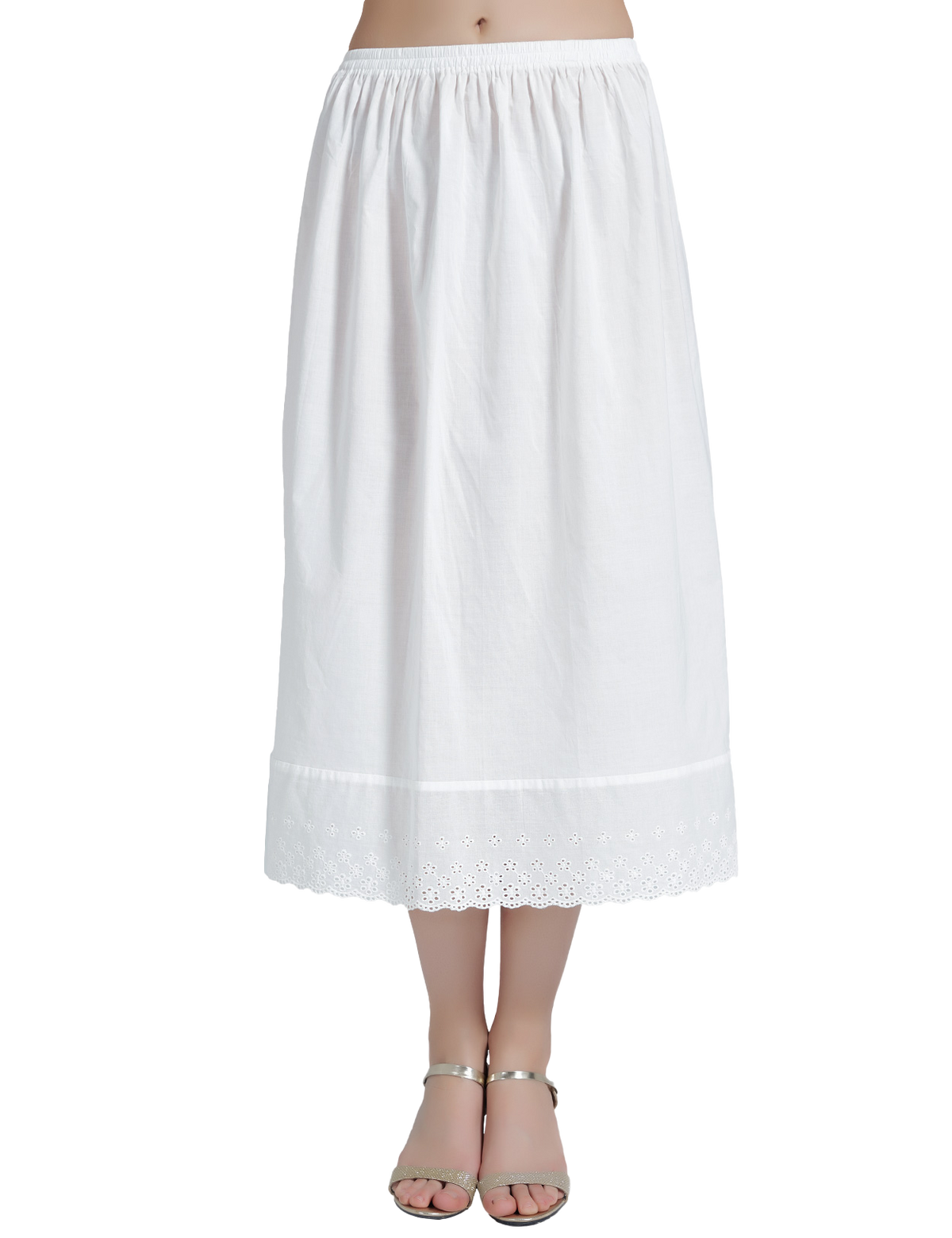 Ivory vintage cotton lace half slip petticoat with delicate lace trim, elegant undergarment for vintage style dresses