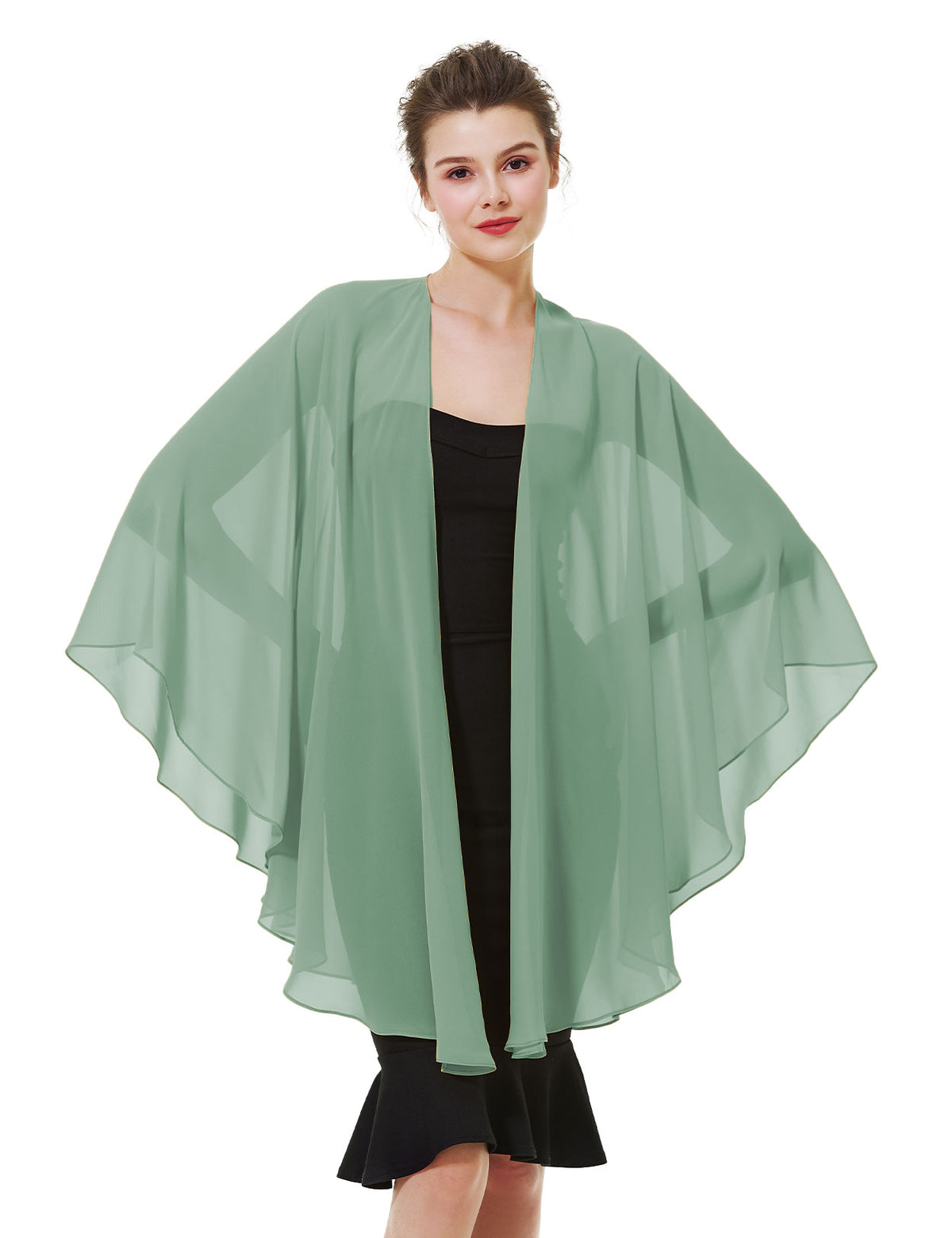 Elegant chiffon wedding shawl displayed on model, perfect bridal evening scarf wrap for weddings