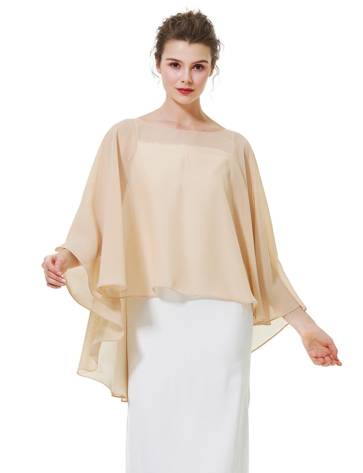elegant chiffon capelet for women, perfect for weddings and evening events