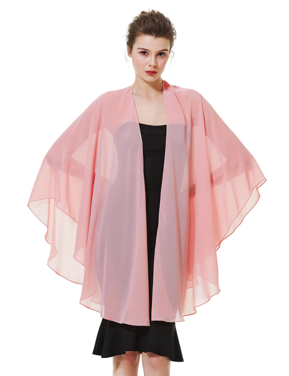 Elegant chiffon wedding shawl displayed on model, perfect bridal evening scarf wrap for weddings