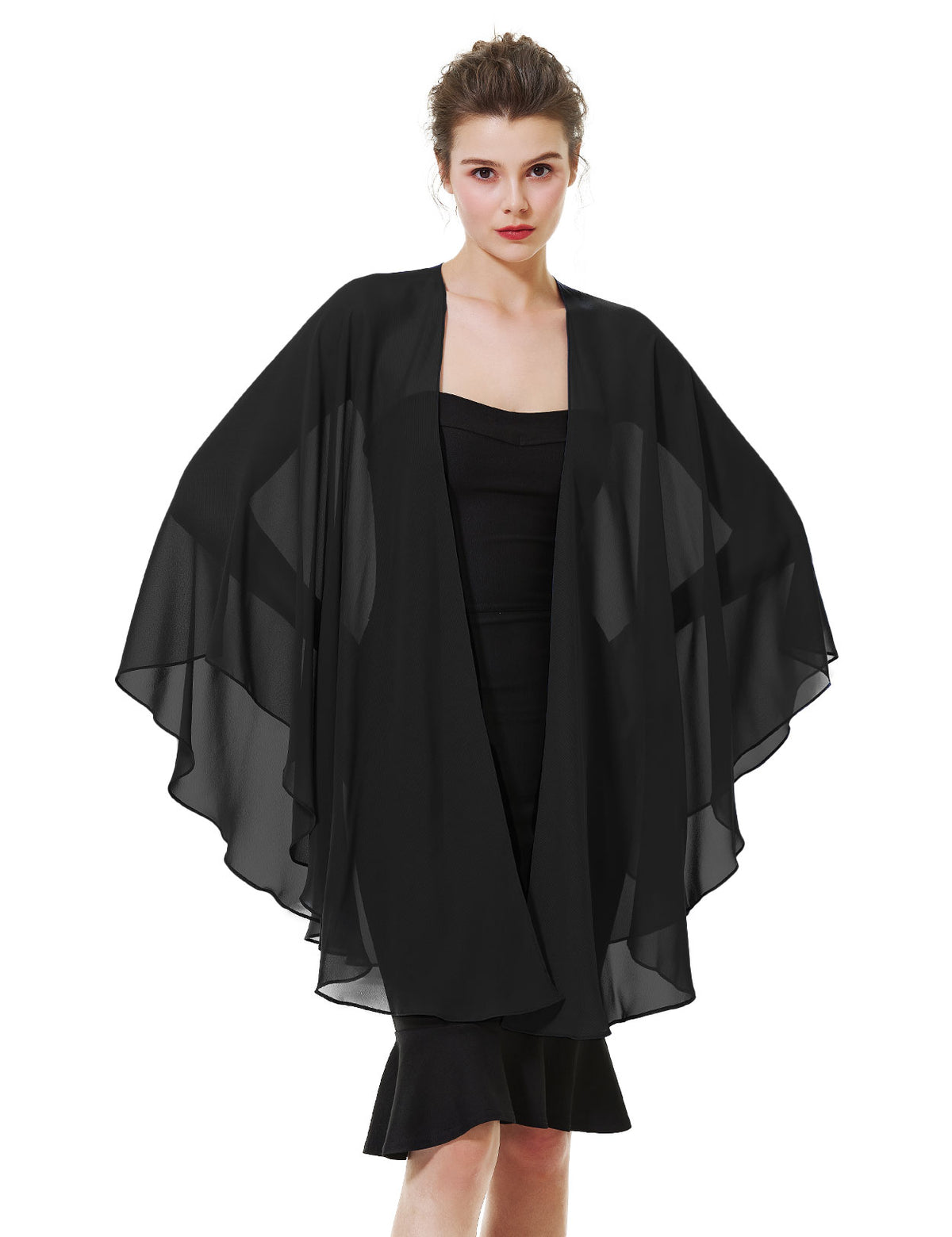 Elegant chiffon wedding shawl displayed on model, perfect bridal evening scarf wrap for weddings