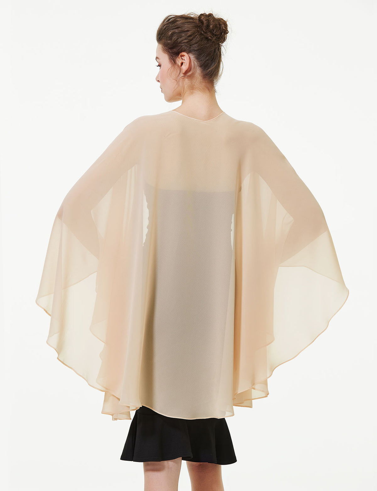Elegant chiffon wedding shawl displayed on model, perfect bridal evening scarf wrap for weddings