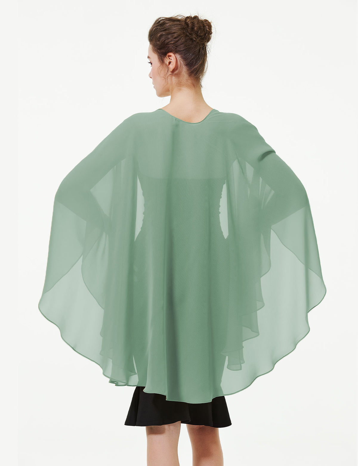 Elegant chiffon wedding shawl displayed on model, perfect bridal evening scarf wrap for weddings