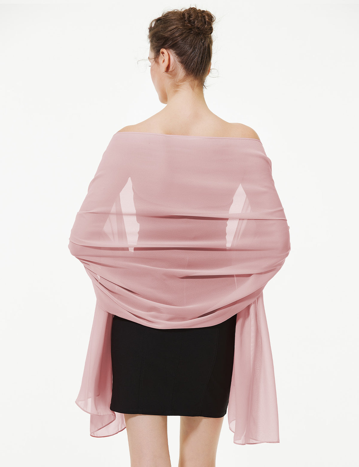 elegant chiffon wedding shawl in soft draping style, perfect for brides and evening wear