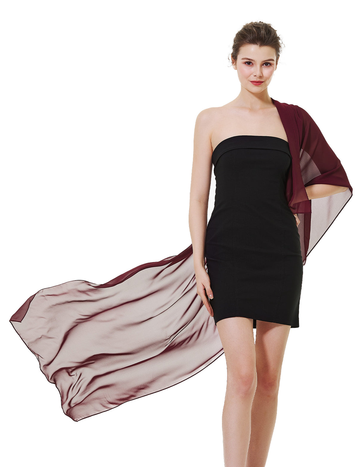 elegant chiffon wedding shawl in soft draping style, perfect for brides and evening wear