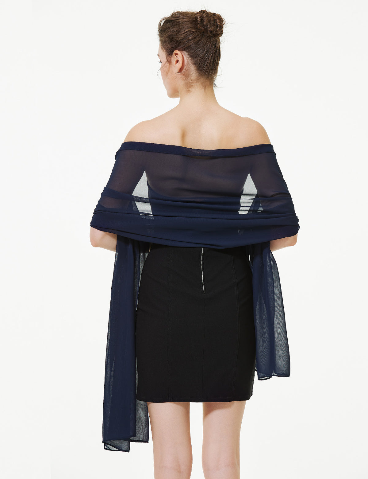 elegant chiffon wedding shawl in soft draping style, perfect for brides and evening wear