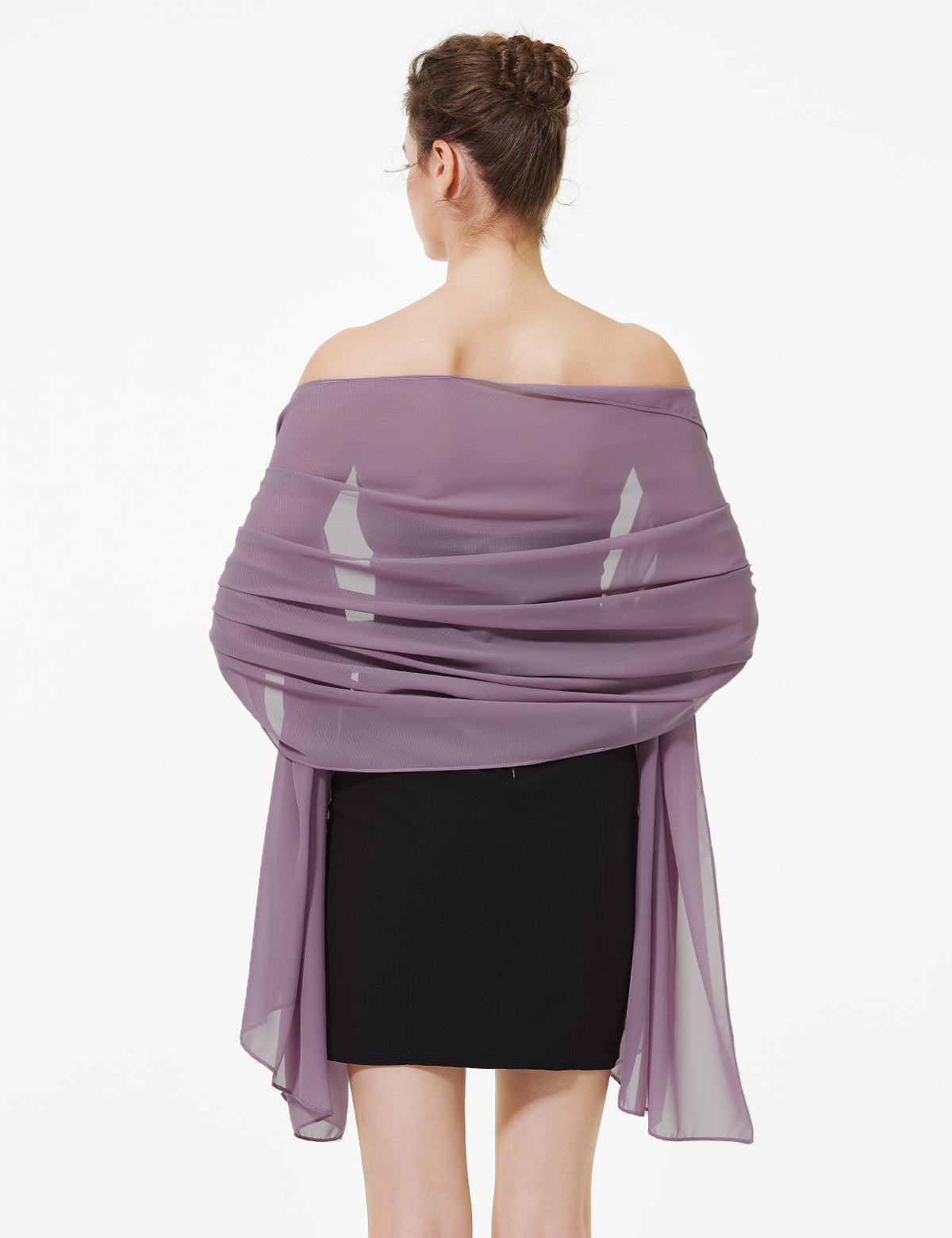 elegant chiffon wedding shawl in soft draping style, perfect for brides and evening wear