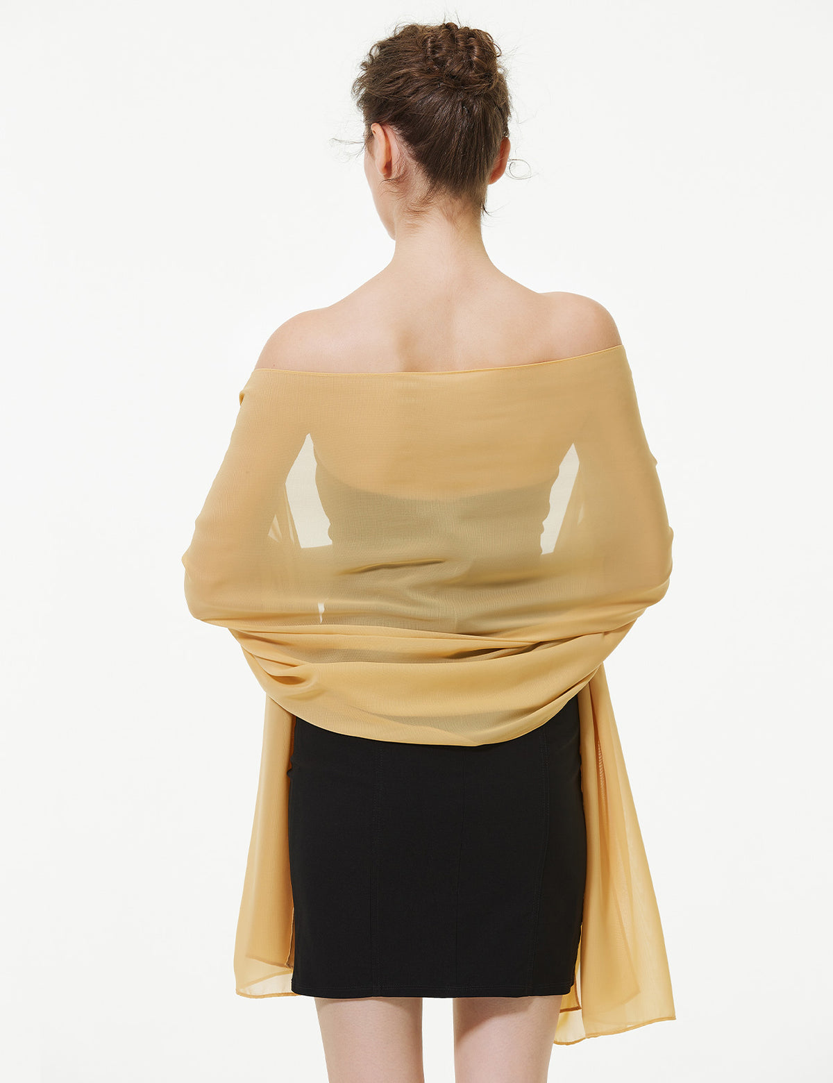 elegant chiffon wedding shawl in soft draping style, perfect for brides and evening wear