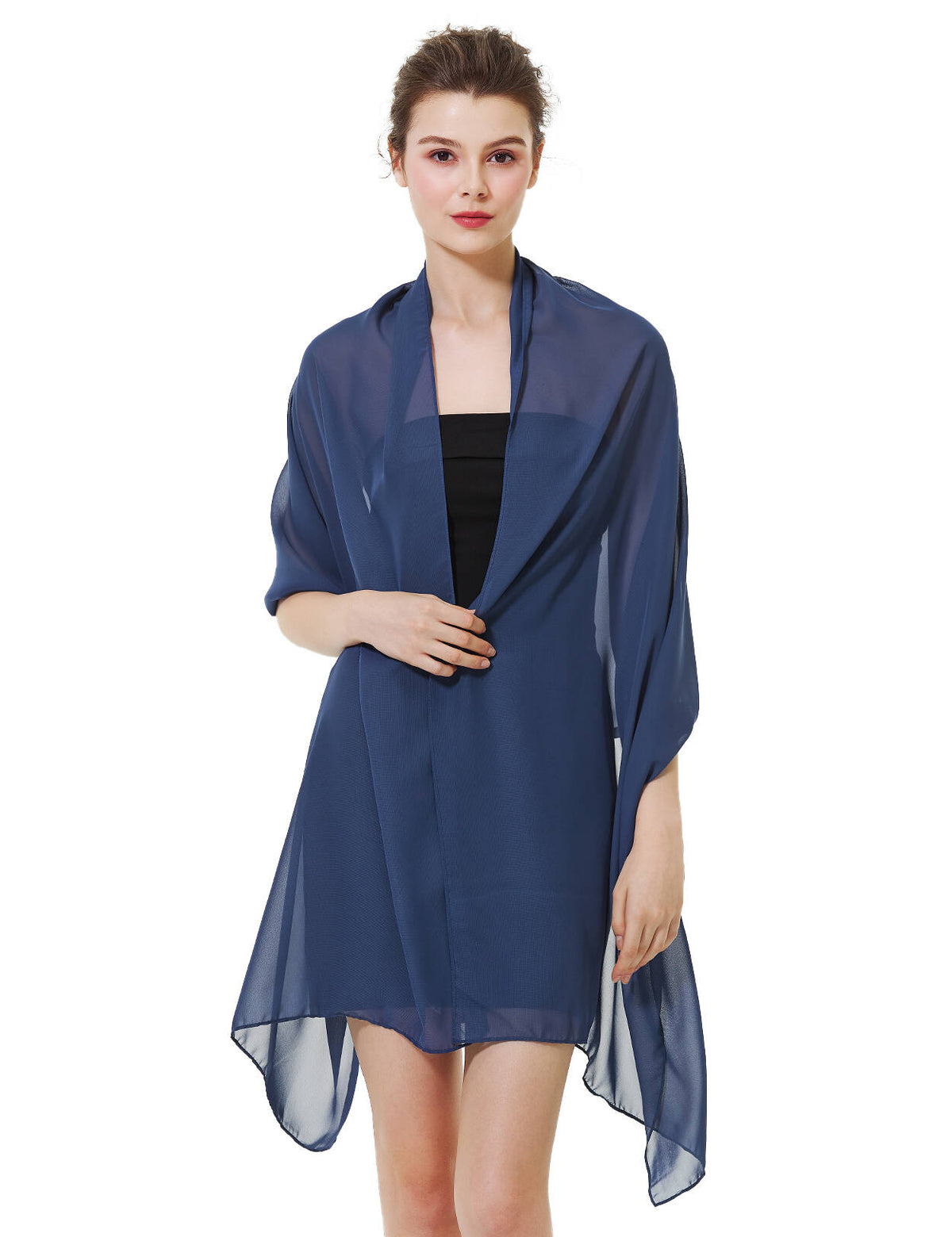 elegant chiffon wedding shawl in soft draping style, perfect for brides and evening wear