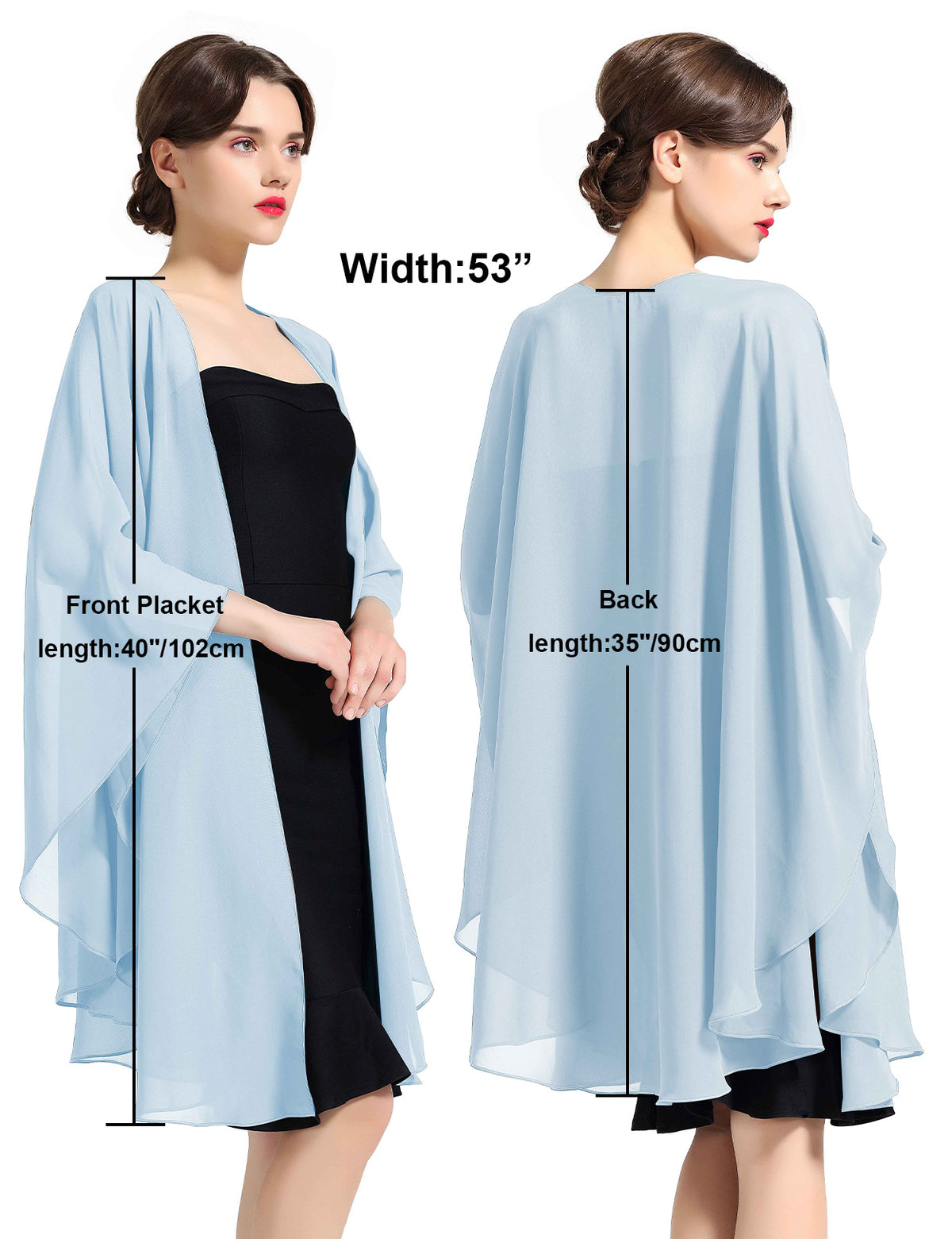 Elegant chiffon wedding shawl displayed on model, perfect bridal evening scarf wrap for weddings