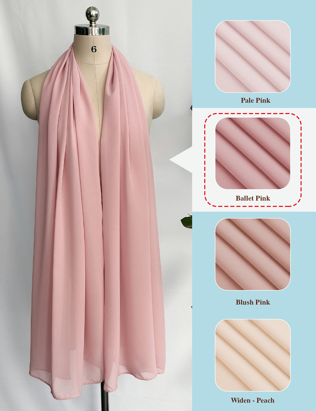 elegant chiffon wedding shawl in different pink colors