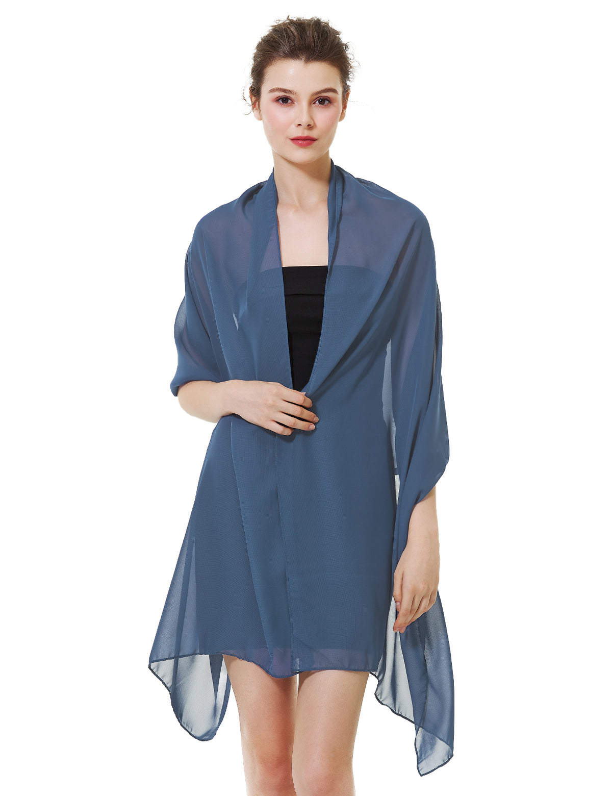 elegant chiffon wedding shawl in soft draping style, perfect for brides and evening wear