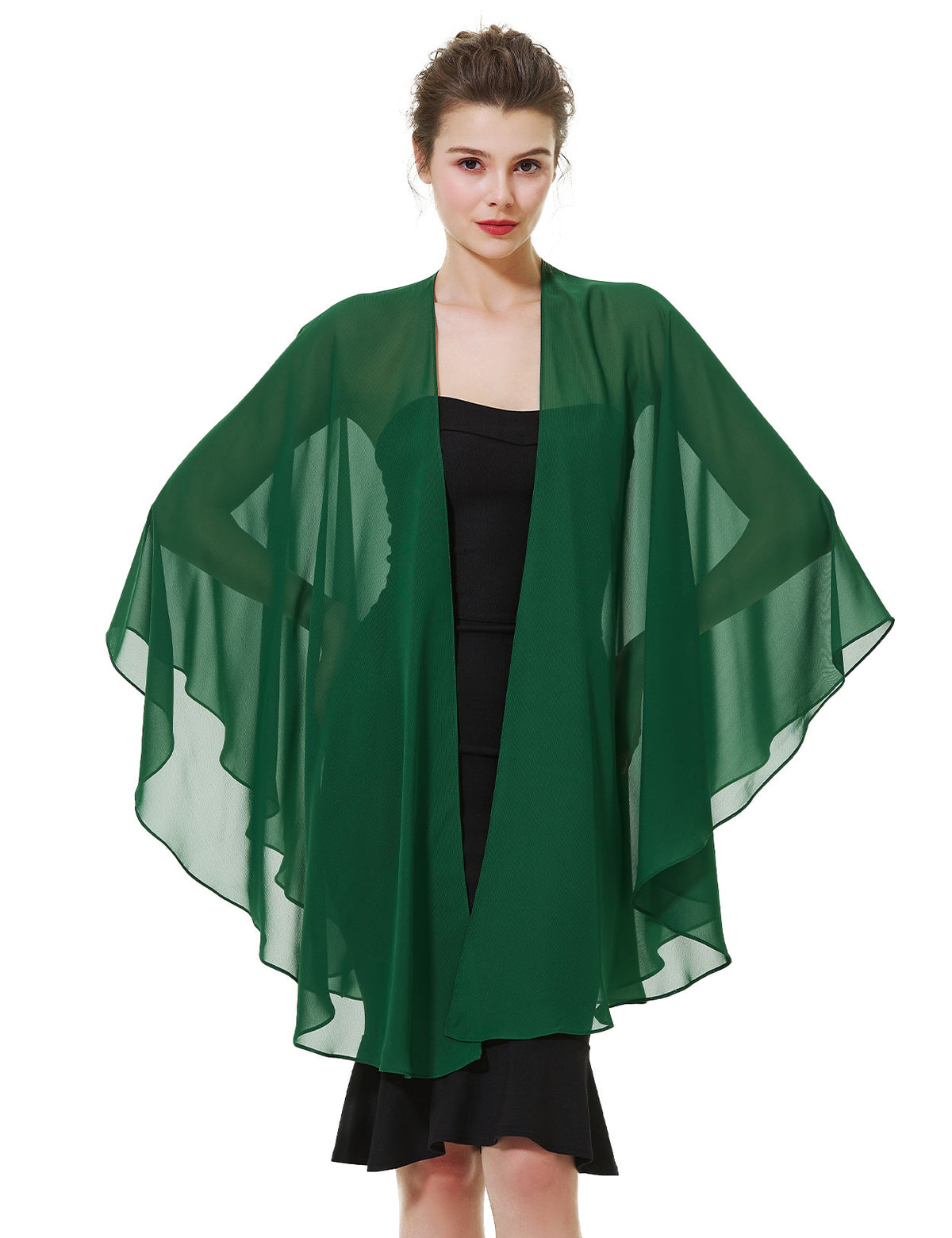 Elegant chiffon wedding shawl displayed on model, perfect bridal evening scarf wrap for weddings