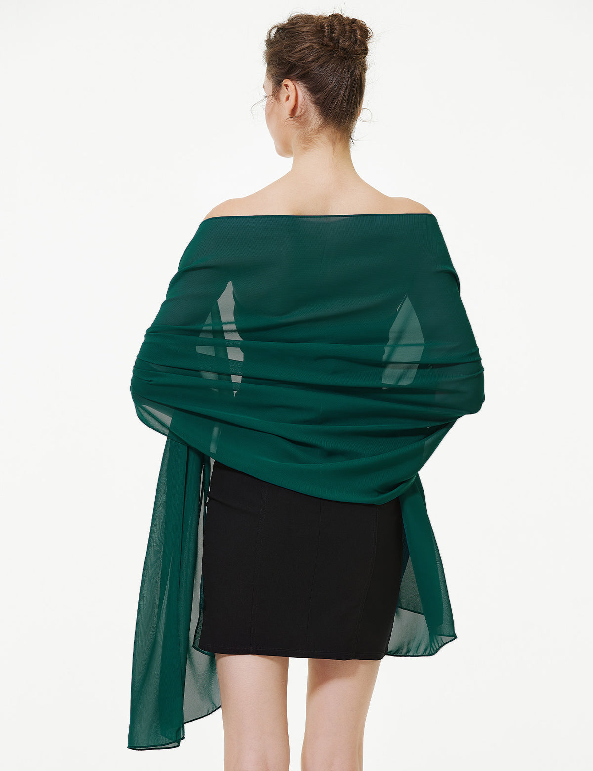 elegant chiffon wedding shawl in soft draping style, perfect for brides and evening wear