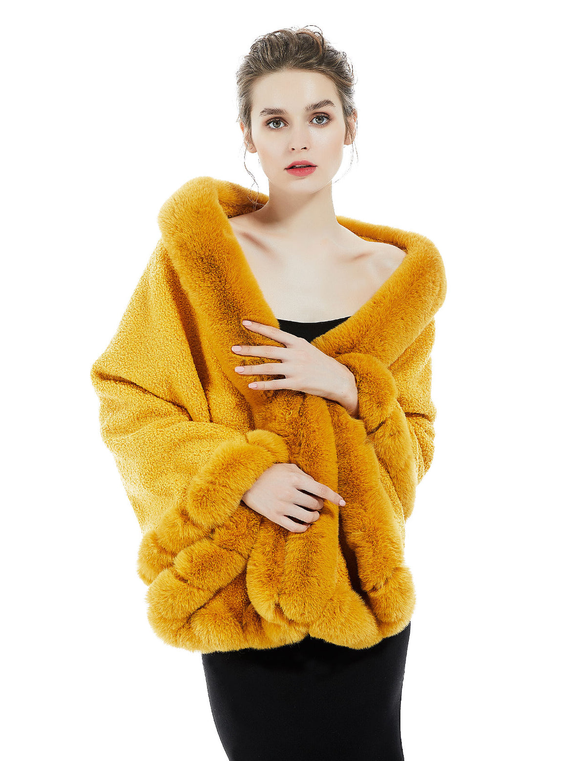 Elegant faux fur bridal shawl for winter weddings