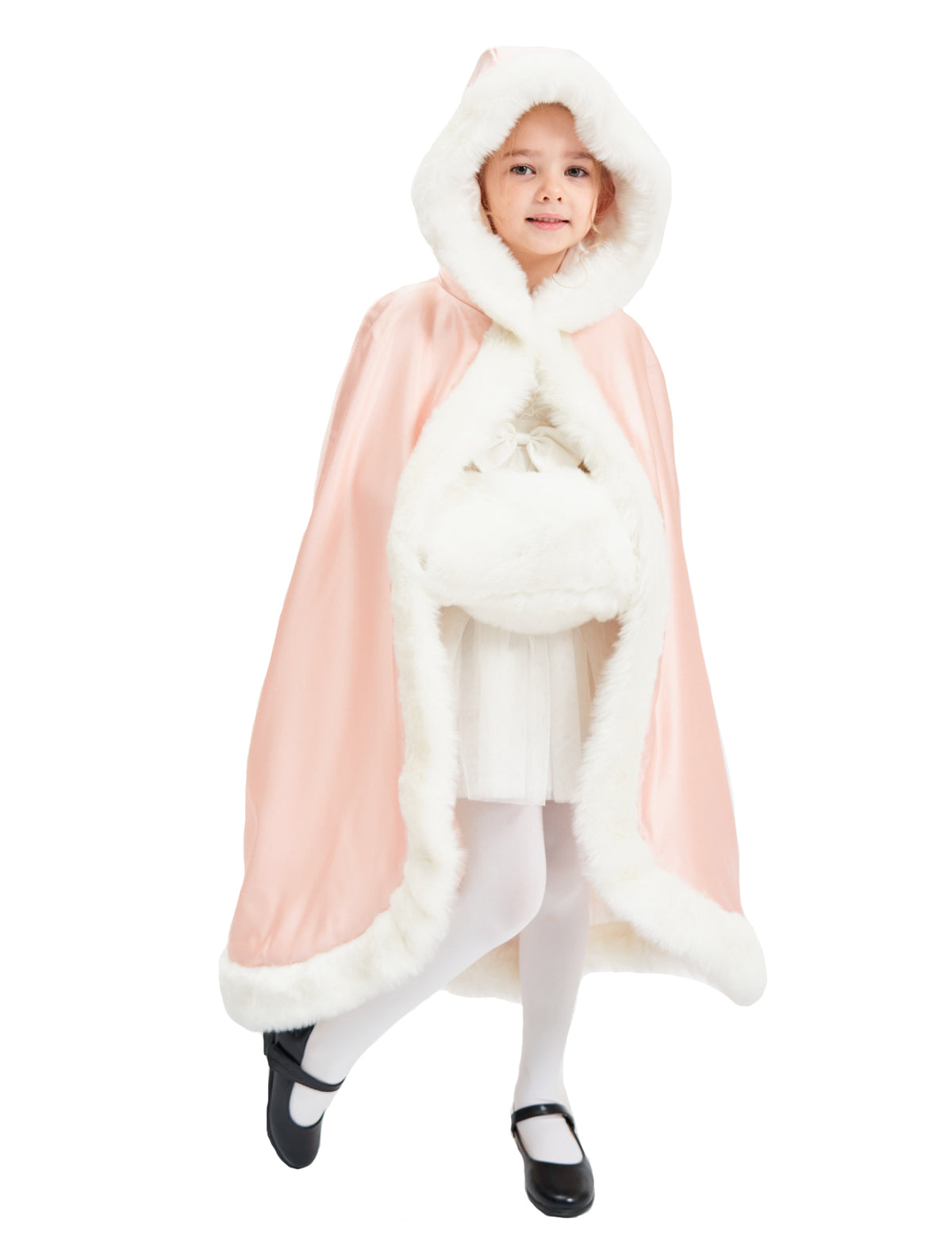 fur cape with hood for toddler flower girl