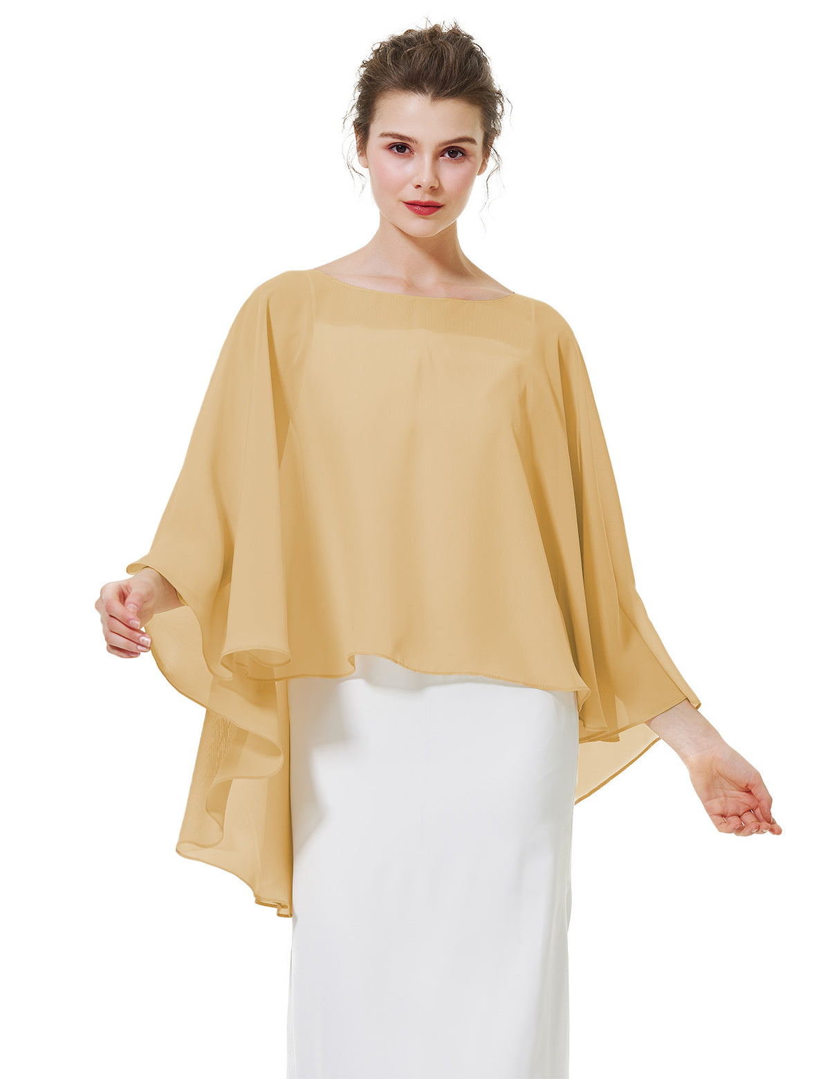 elegant chiffon capelet for women, perfect for weddings and evening events