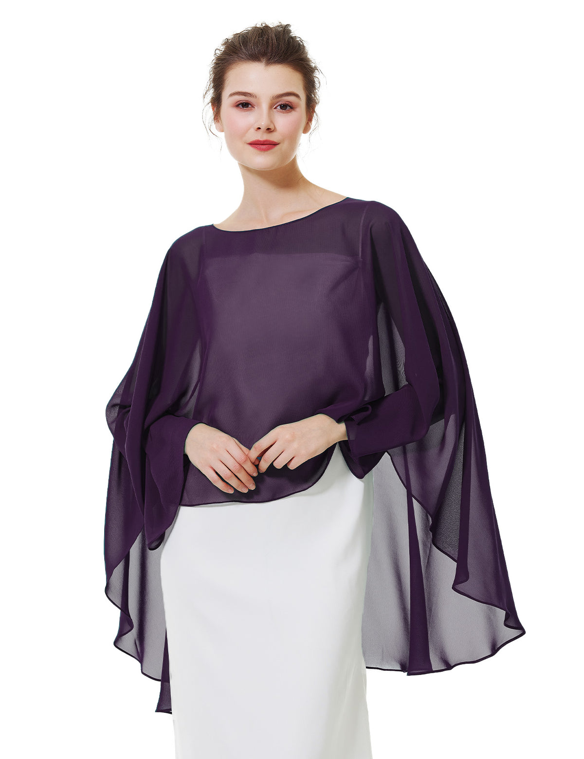 elegant chiffon capelet for women, perfect for weddings and evening events