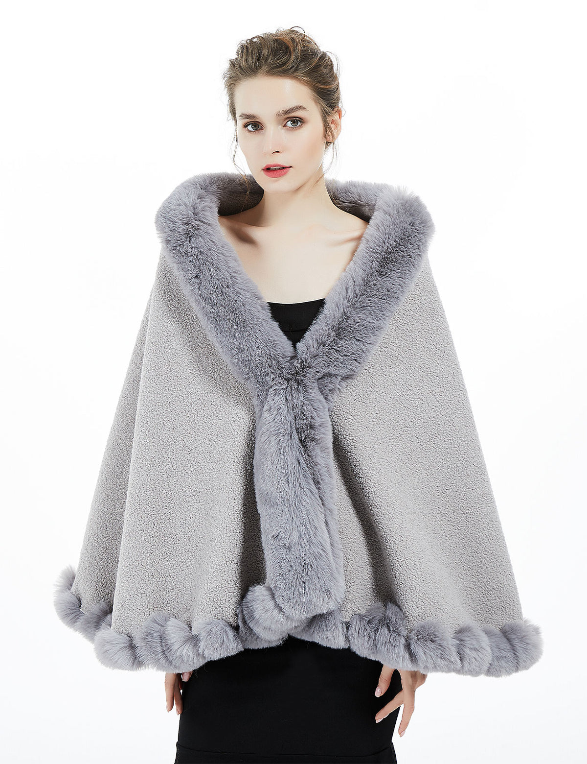 Elegant faux fur bridal shawl for winter weddings