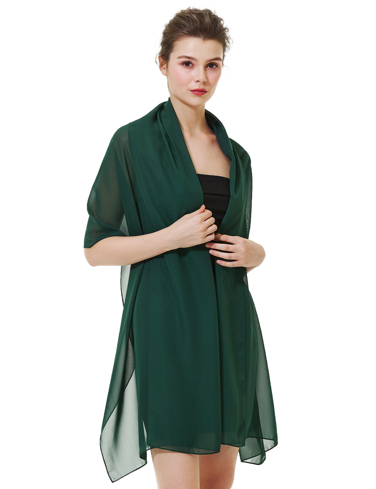 elegant chiffon wedding shawl in soft draping style, perfect for brides and evening wear