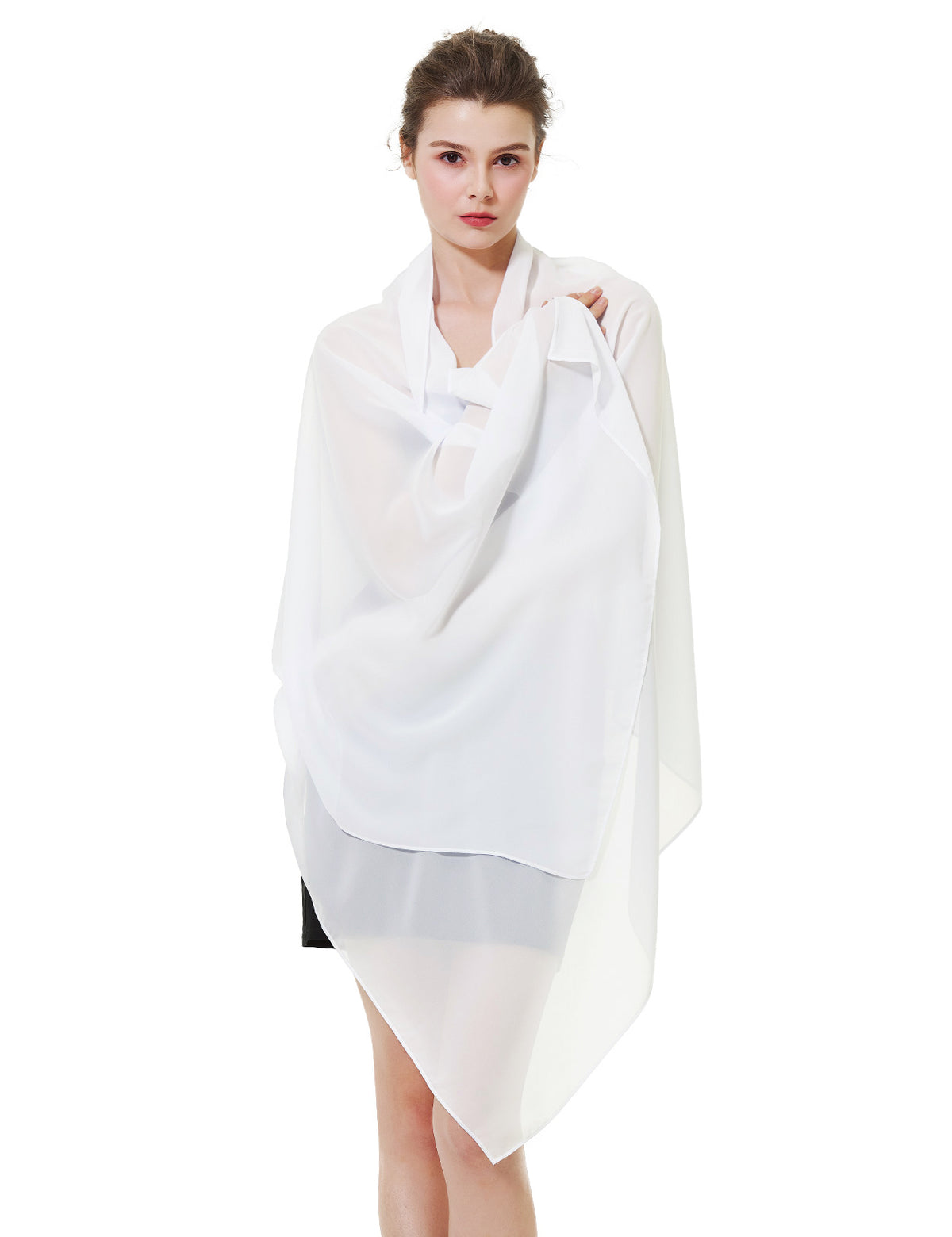 elegant chiffon wedding shawl in soft draping style, perfect for brides and evening wear