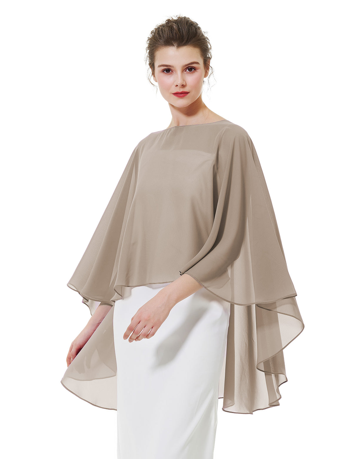 elegant chiffon capelet for women, perfect for weddings and evening events