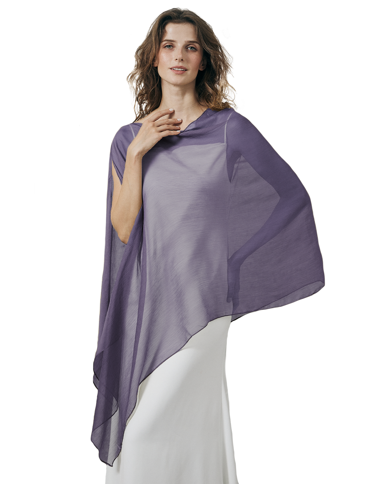 Lightweight sheer bridesmaid shawl in elegant draping style for wedding ceremonies