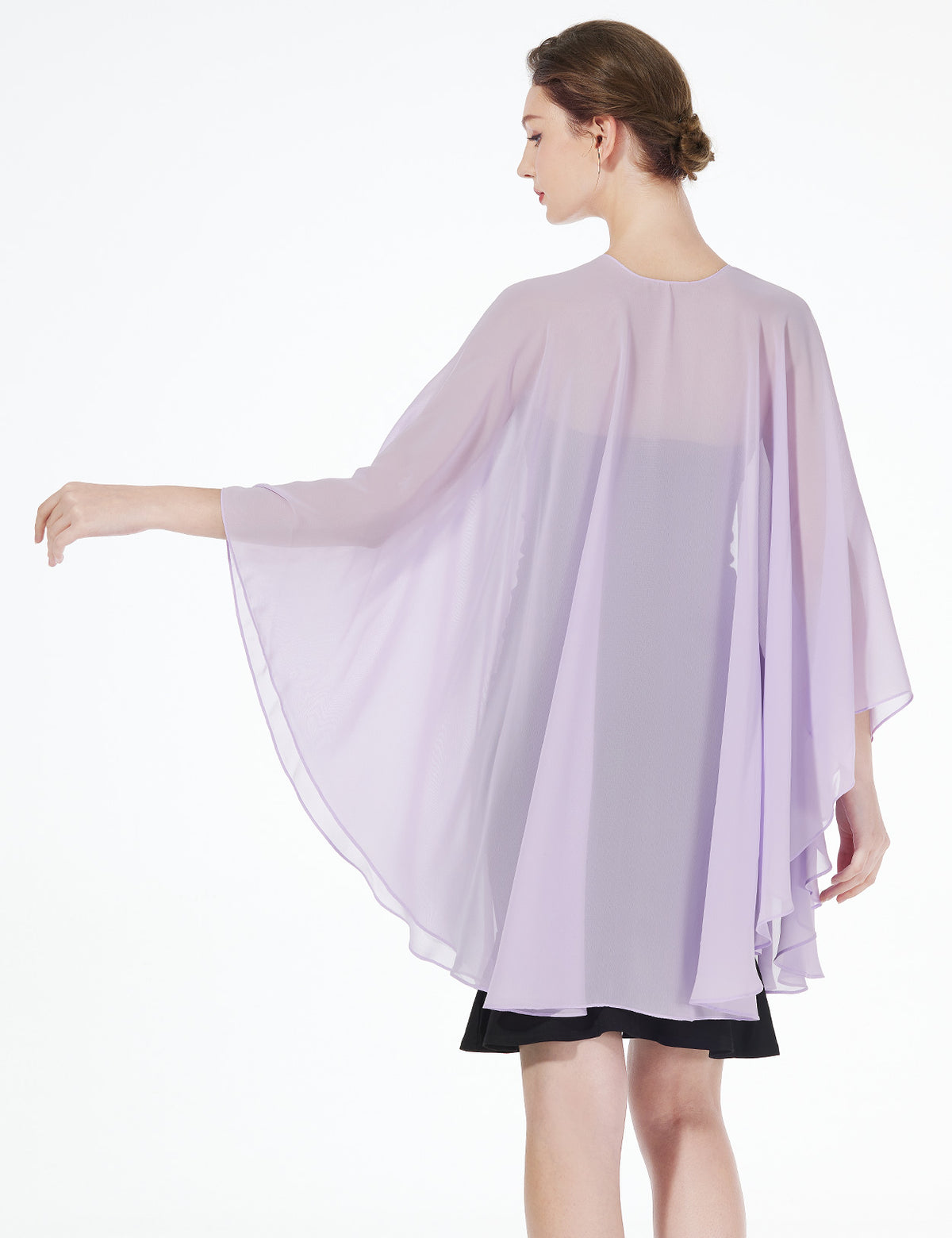 Elegant chiffon wedding shawl displayed on model, perfect bridal evening scarf wrap for weddings
